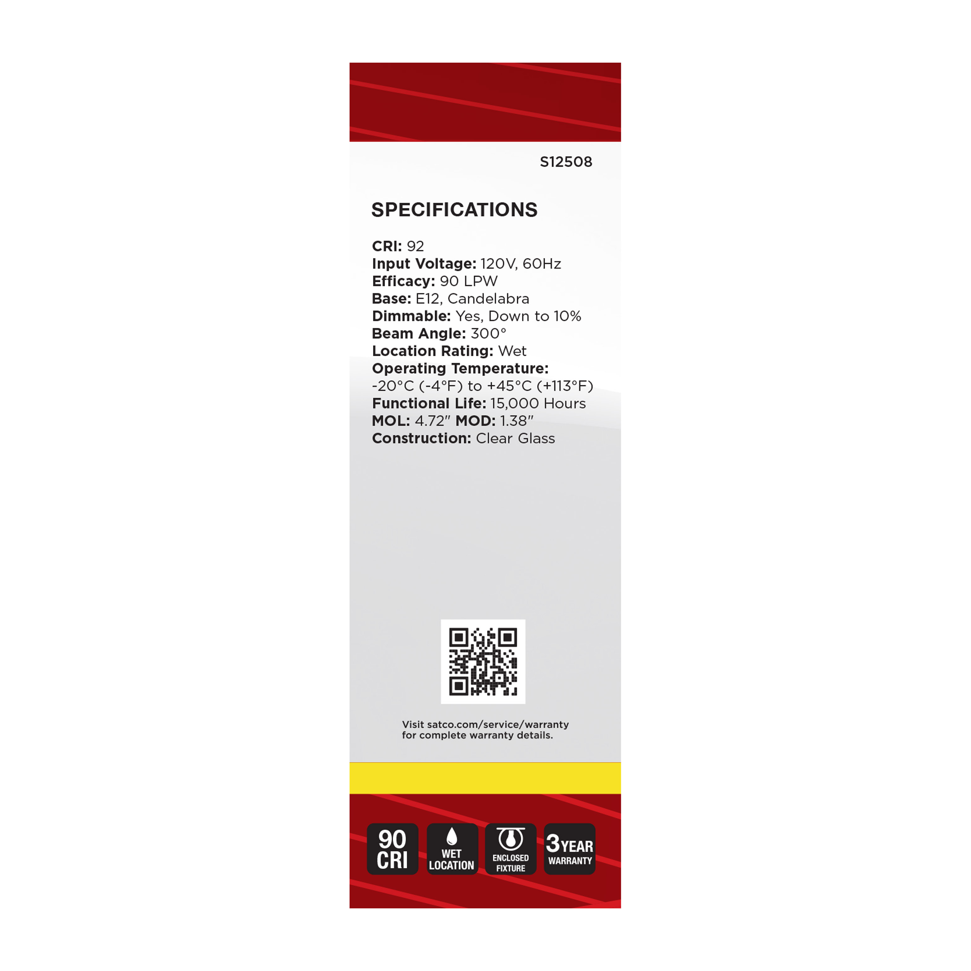 5.5CA10/LED/935/CL/120V/E12 - S12508