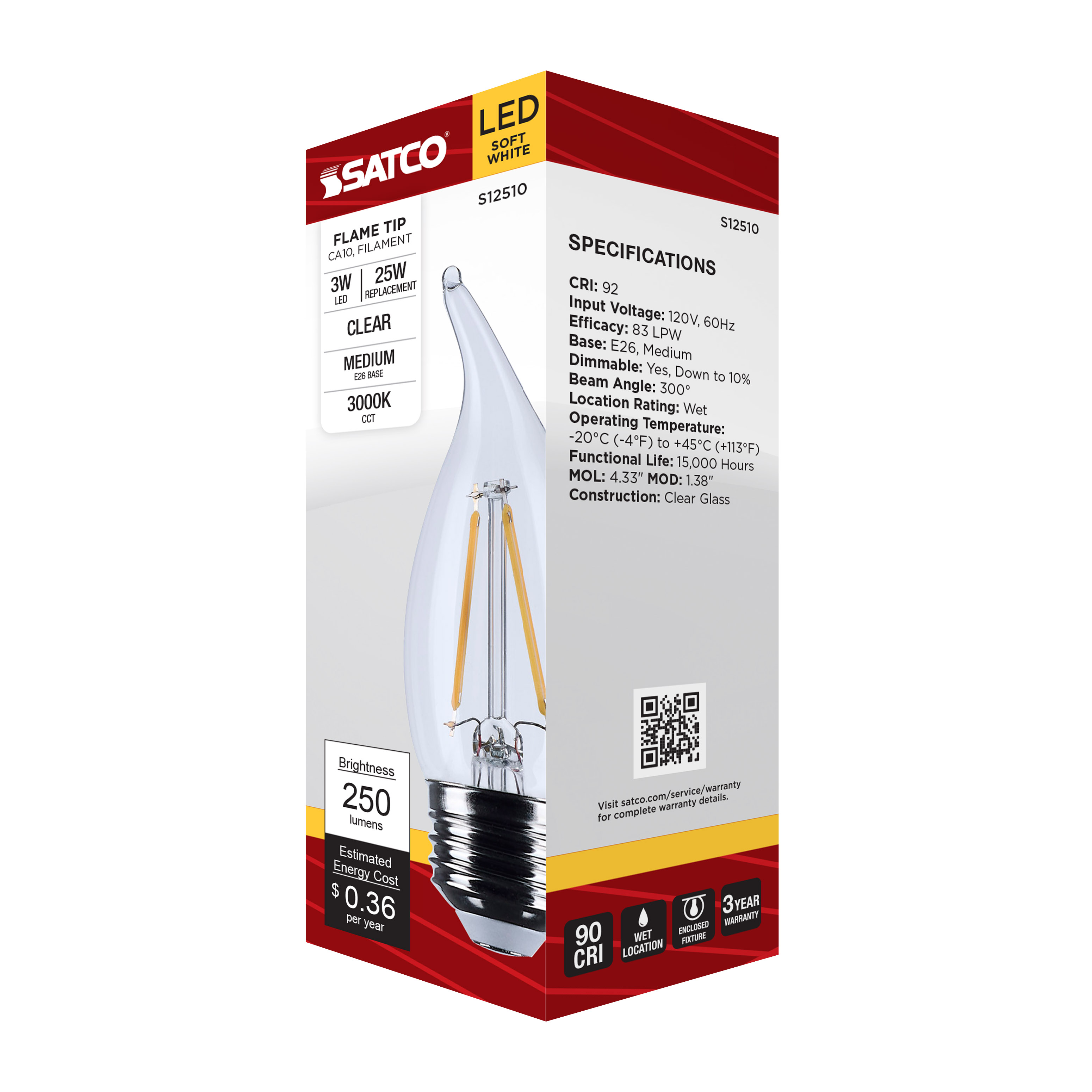 3CA10/LED/930/CL/120V/E26 - S12510