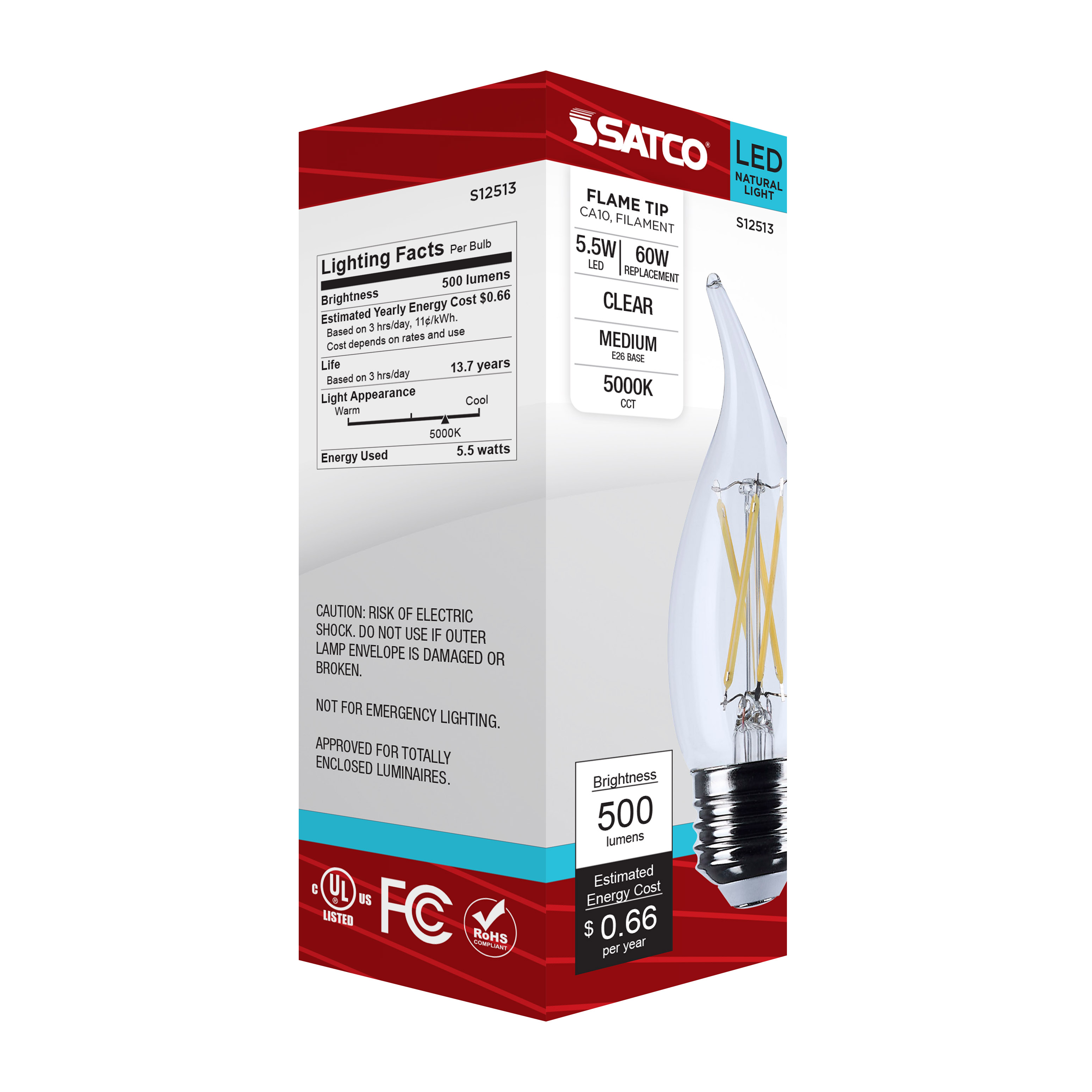 5.5CA10/LED/950/CL/120V/E26 - S12513