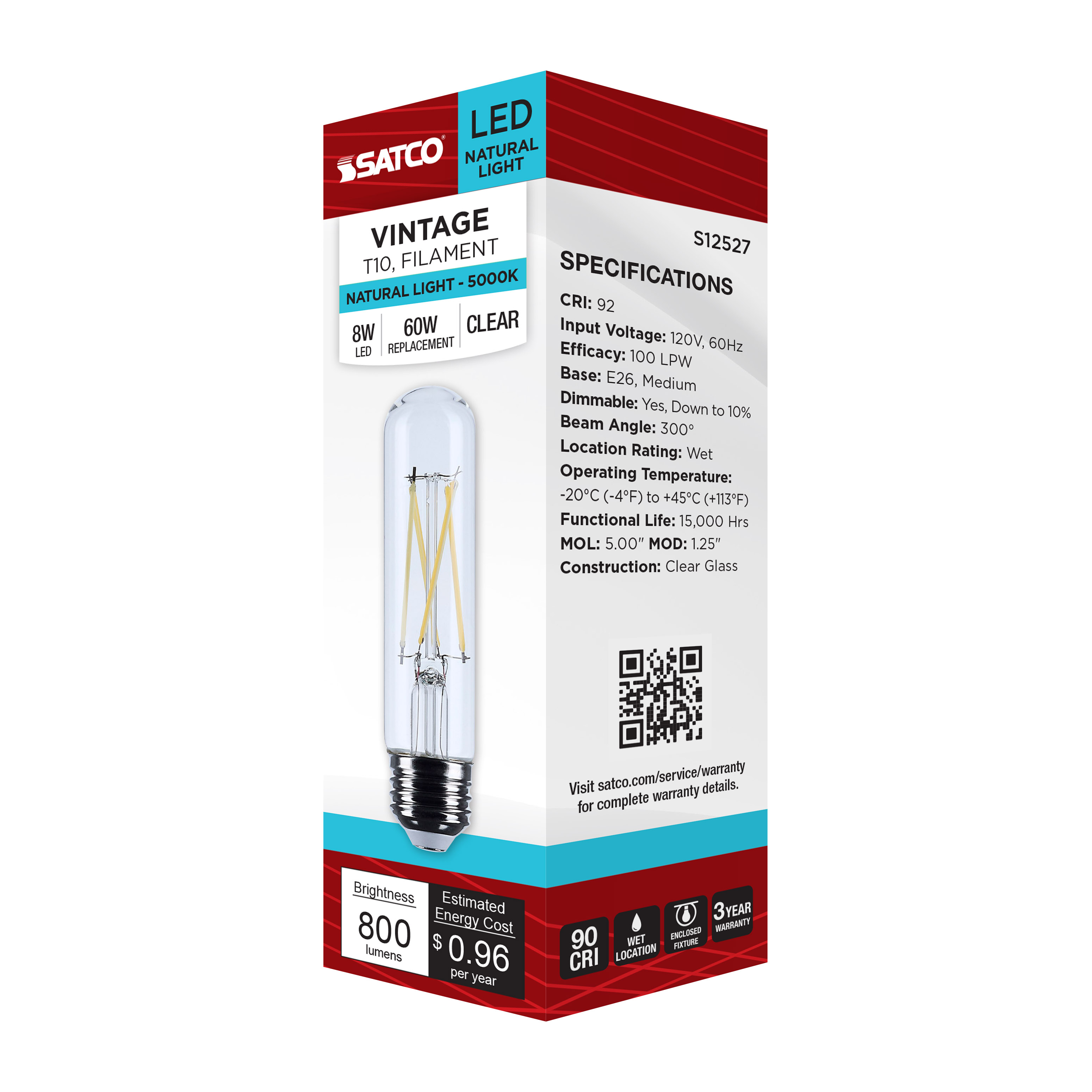 8T10/LED/CL/950/120V/E26 - S12527