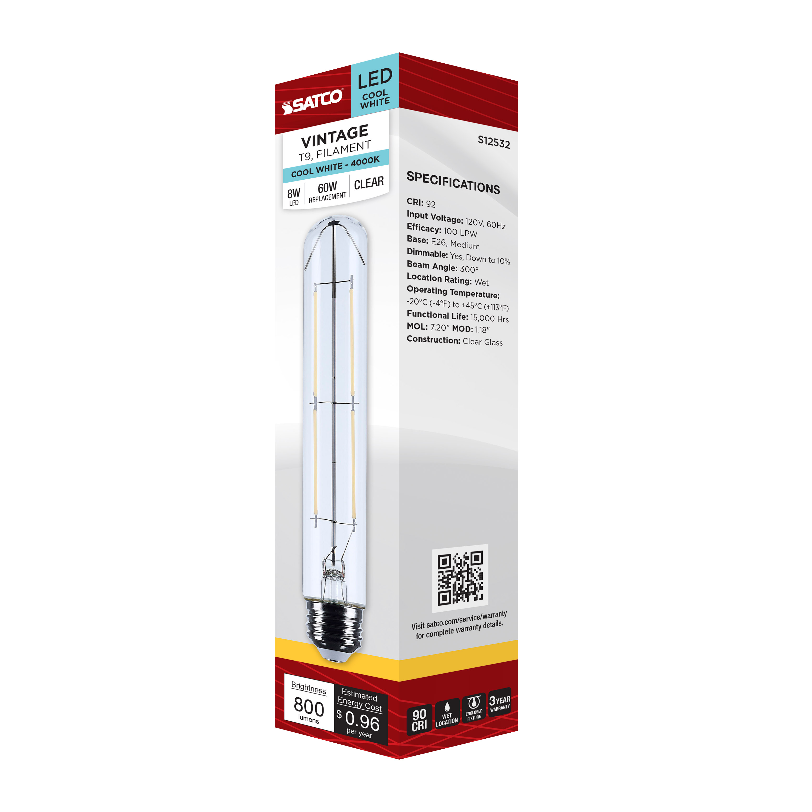 8T9/LED/CL/940/120V/E26 - S12532