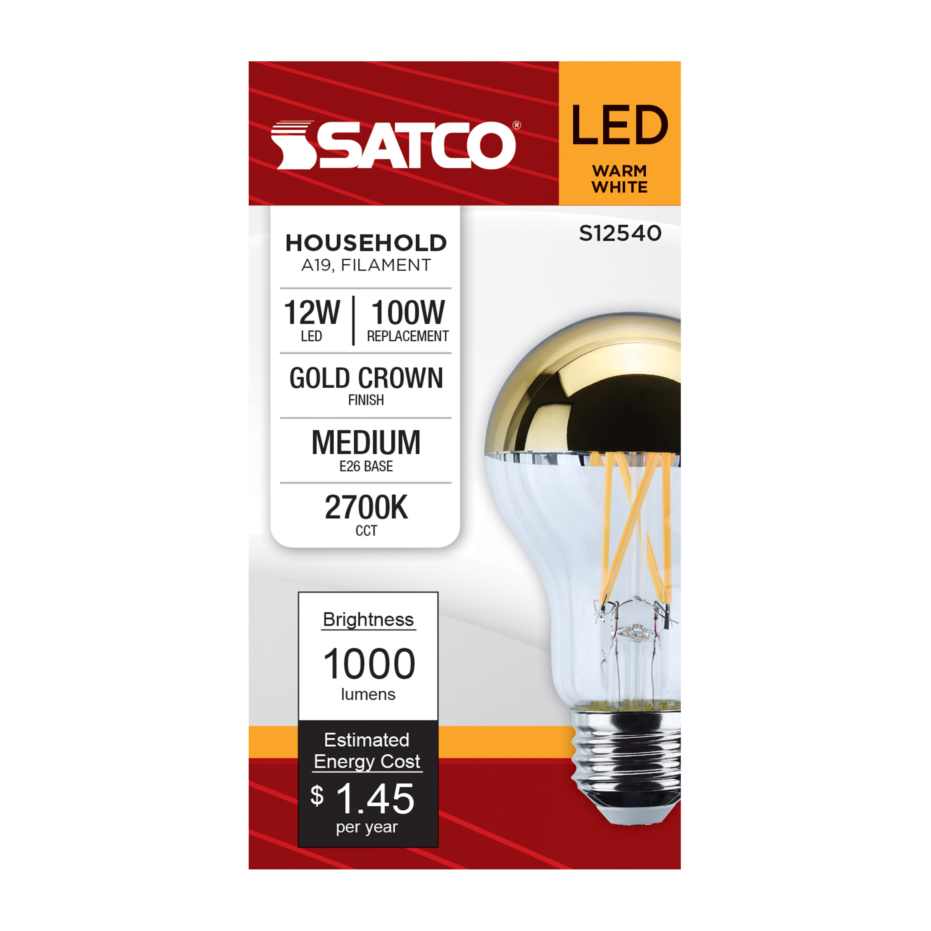12A19/GOLD/LED/927/120V - S12540
