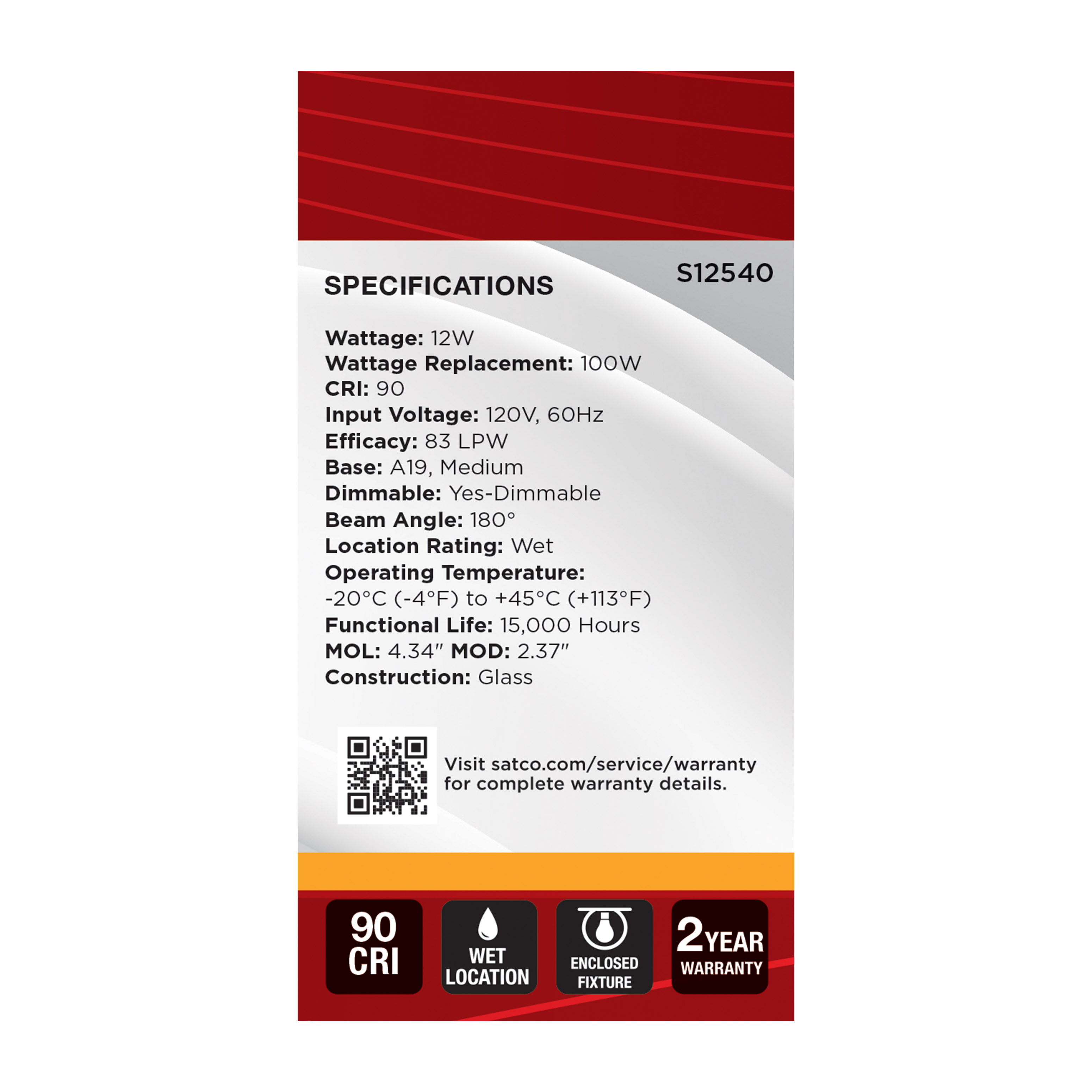 12A19/GOLD/LED/927/120V - S12540