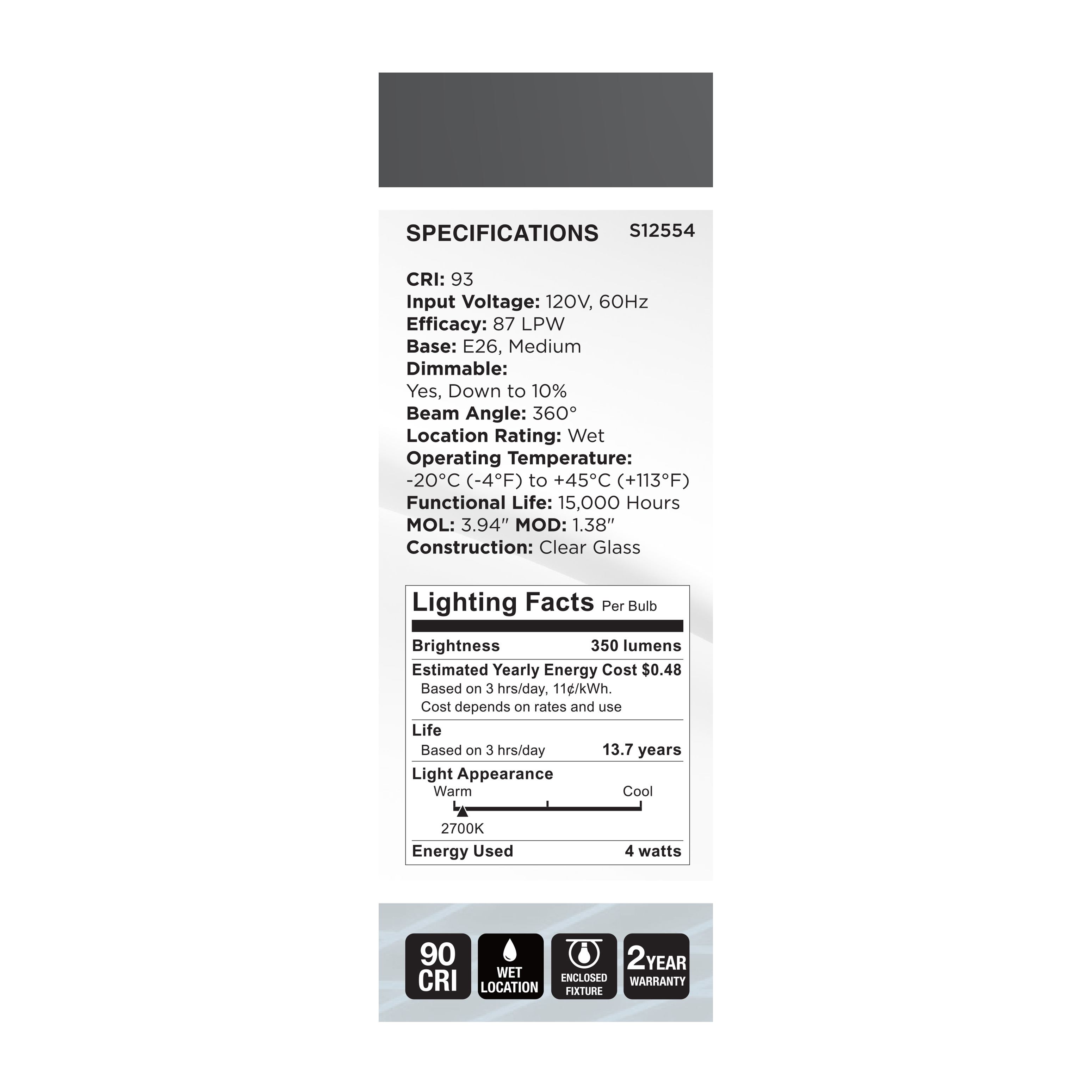 4B11/CL/LED-GF/COIL/927/E26 - S12554