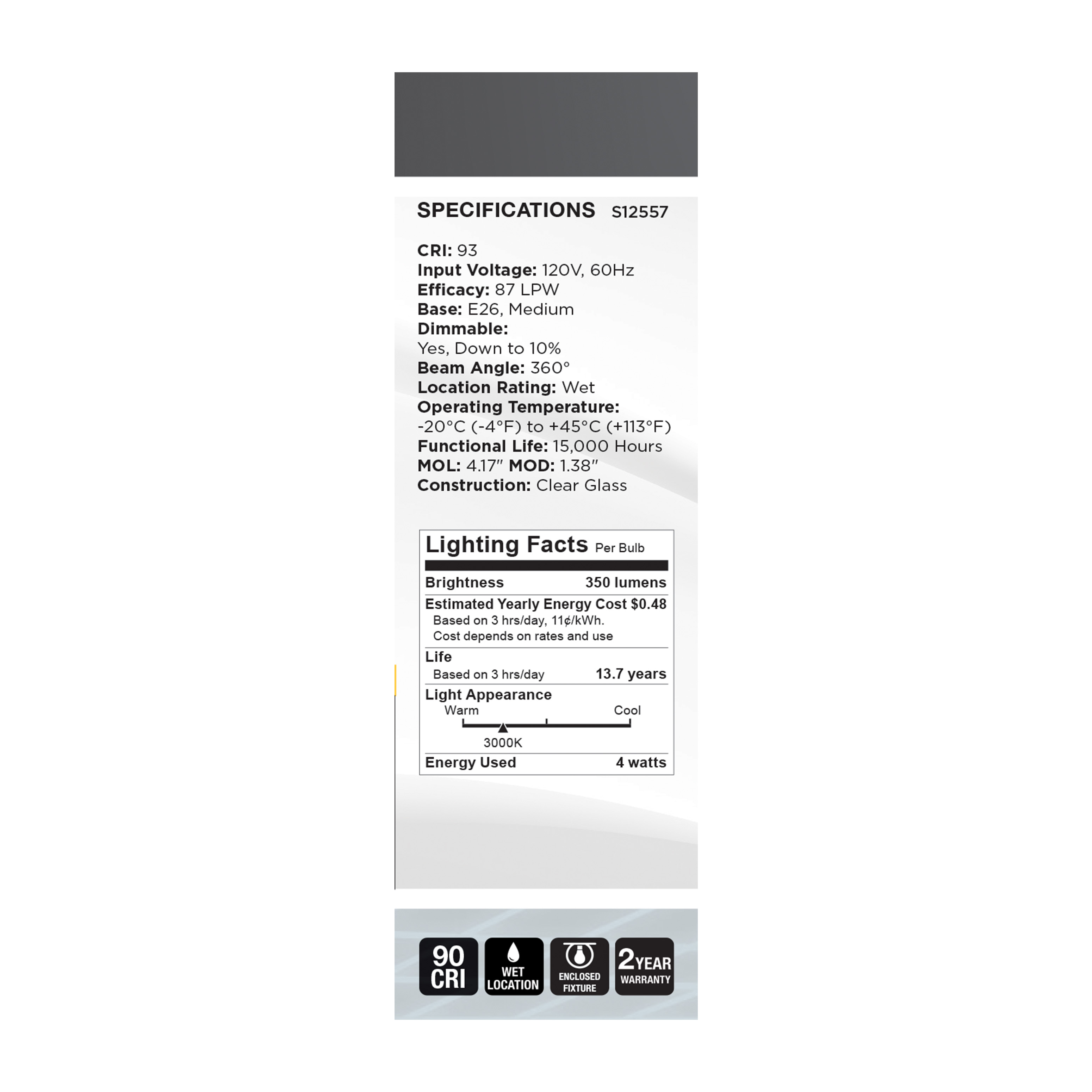 4CA11/CL/LED-GF/COIL/930/E26 - S12557