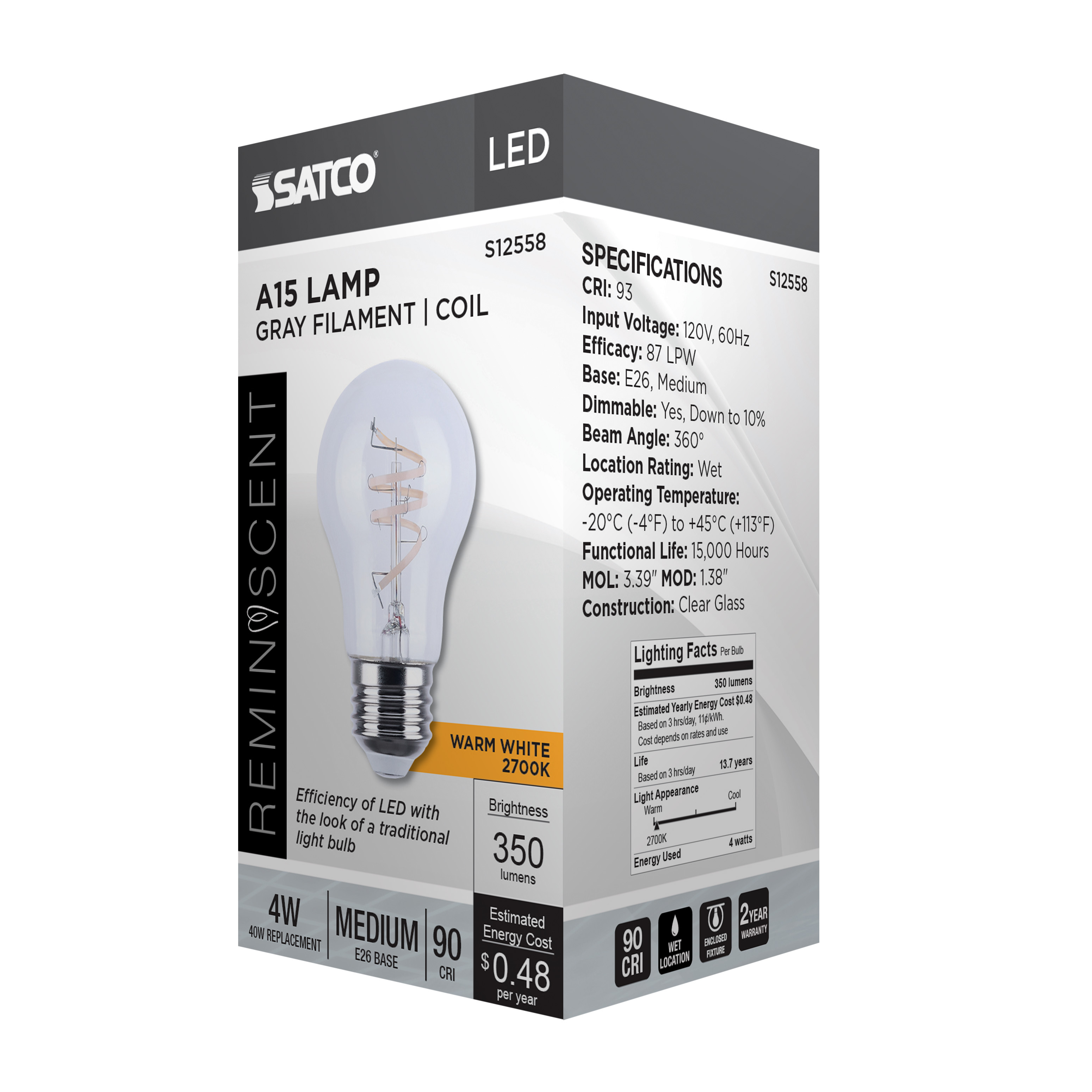 4A15/CL/LED-GF/COIL/927/E26 - S12558