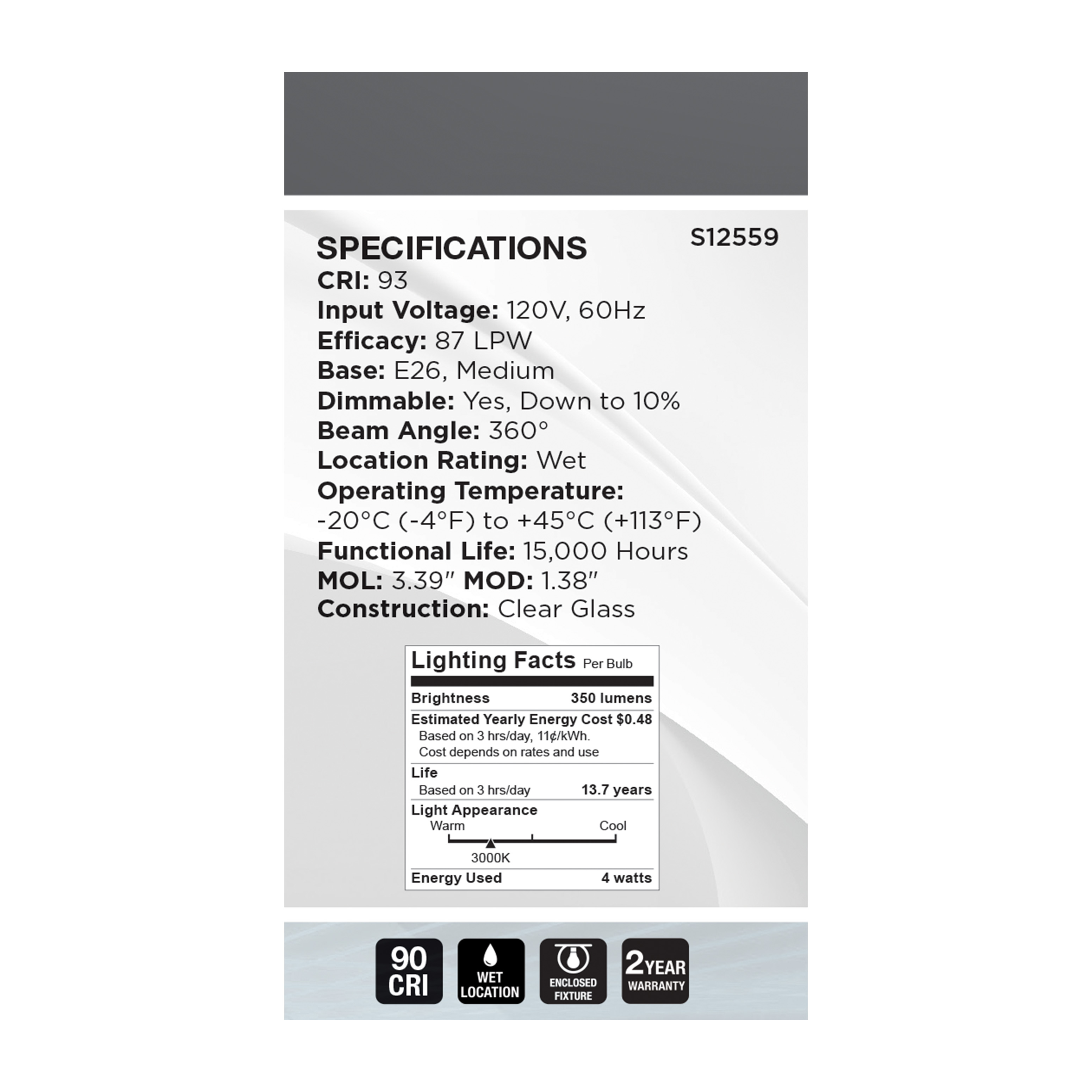 4A15/CL/LED-GF/COIL/930/E26 - S12559