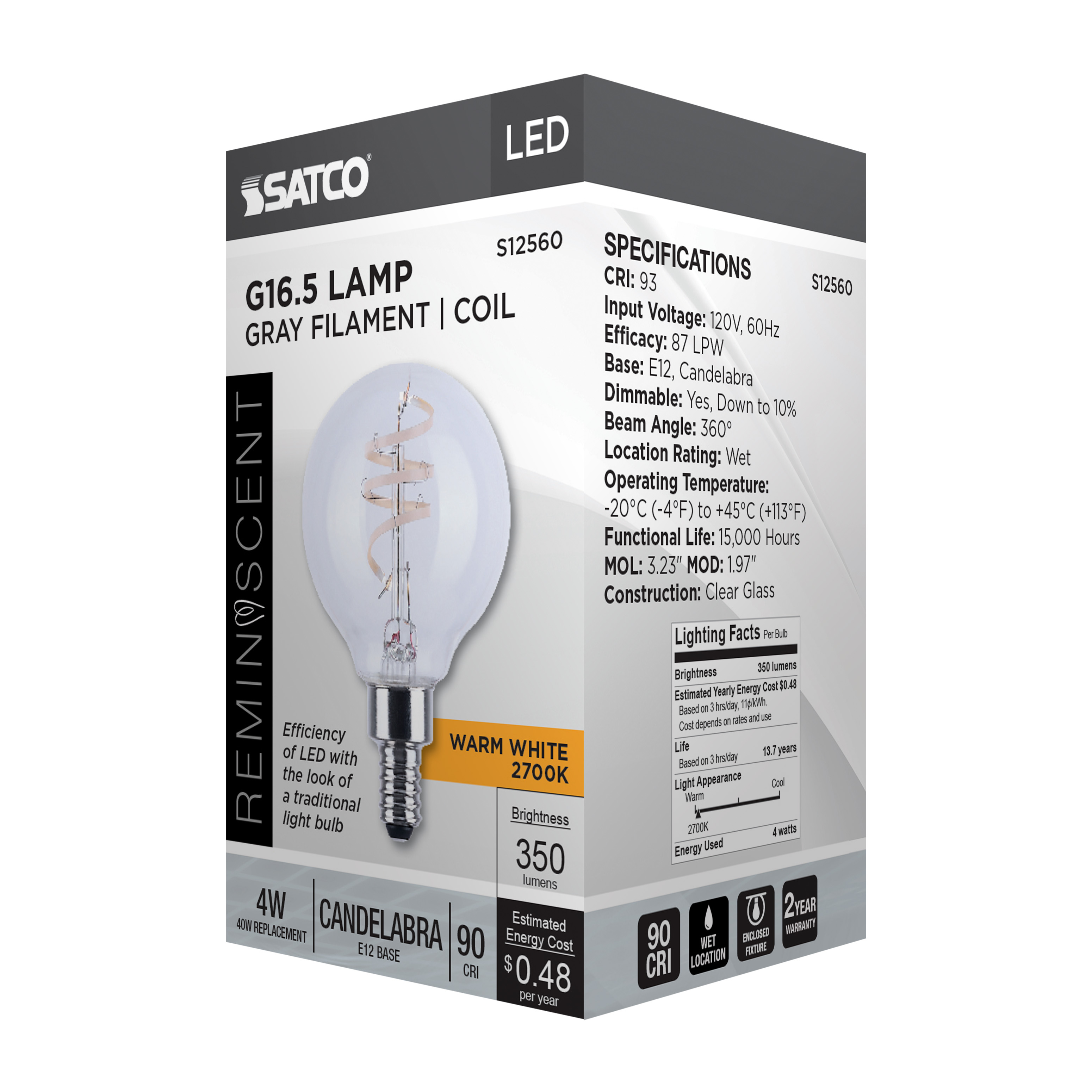 4G16.5/CL/LED-GF/COIL/927/E12 - S12560