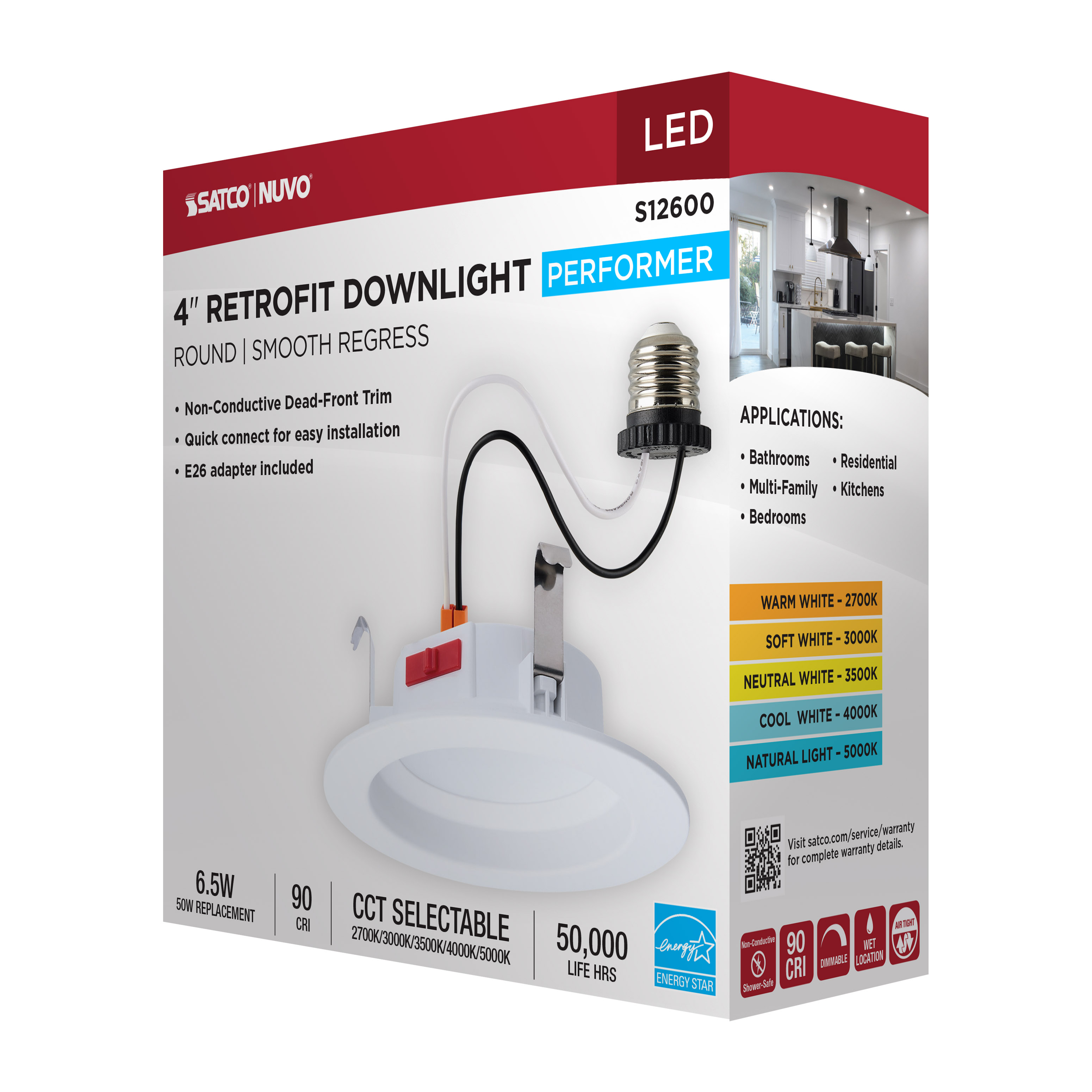 6WLED/DLR/4/5CCT/E/RND/WH - S12600