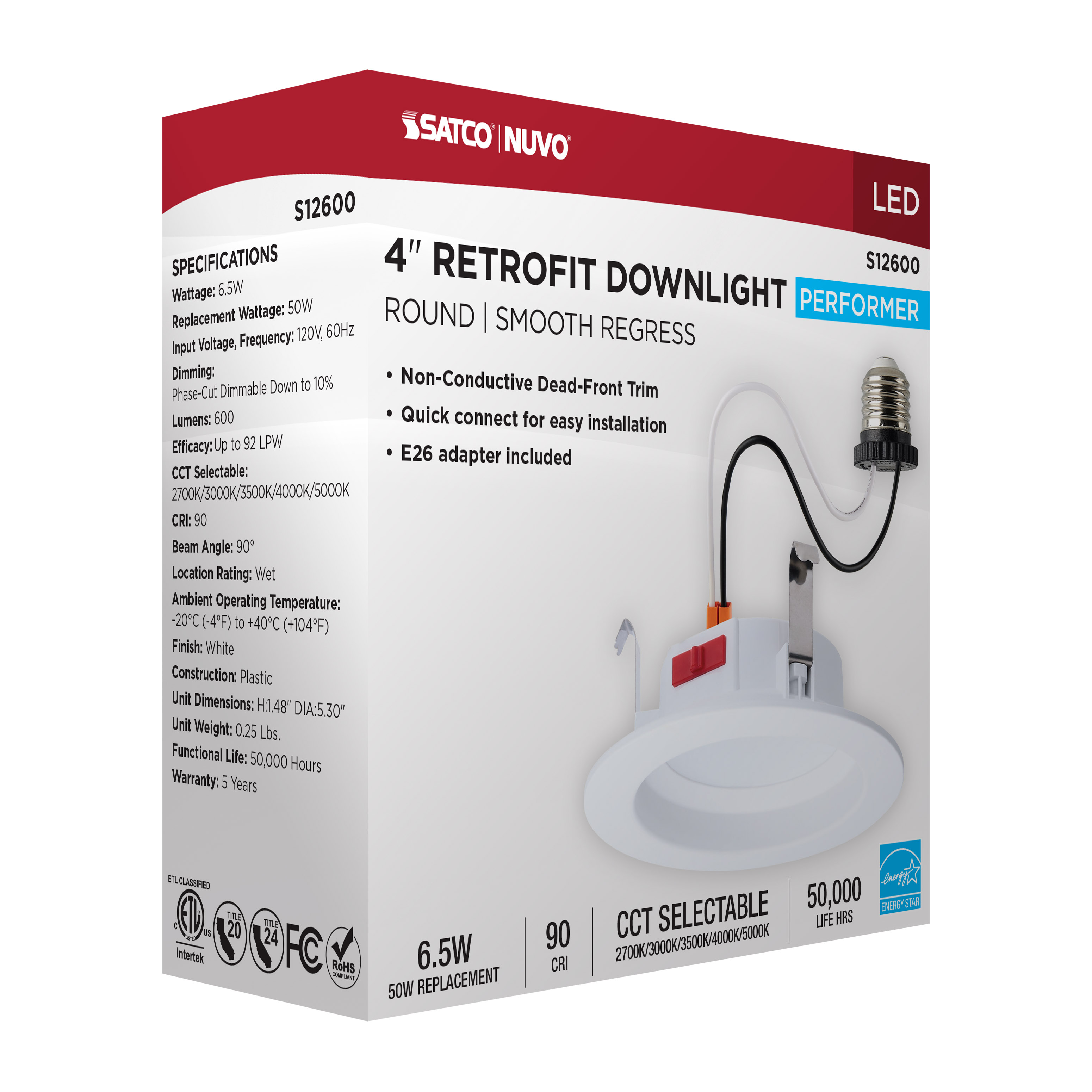 6WLED/DLR/4/5CCT/E/RND/WH - S12600