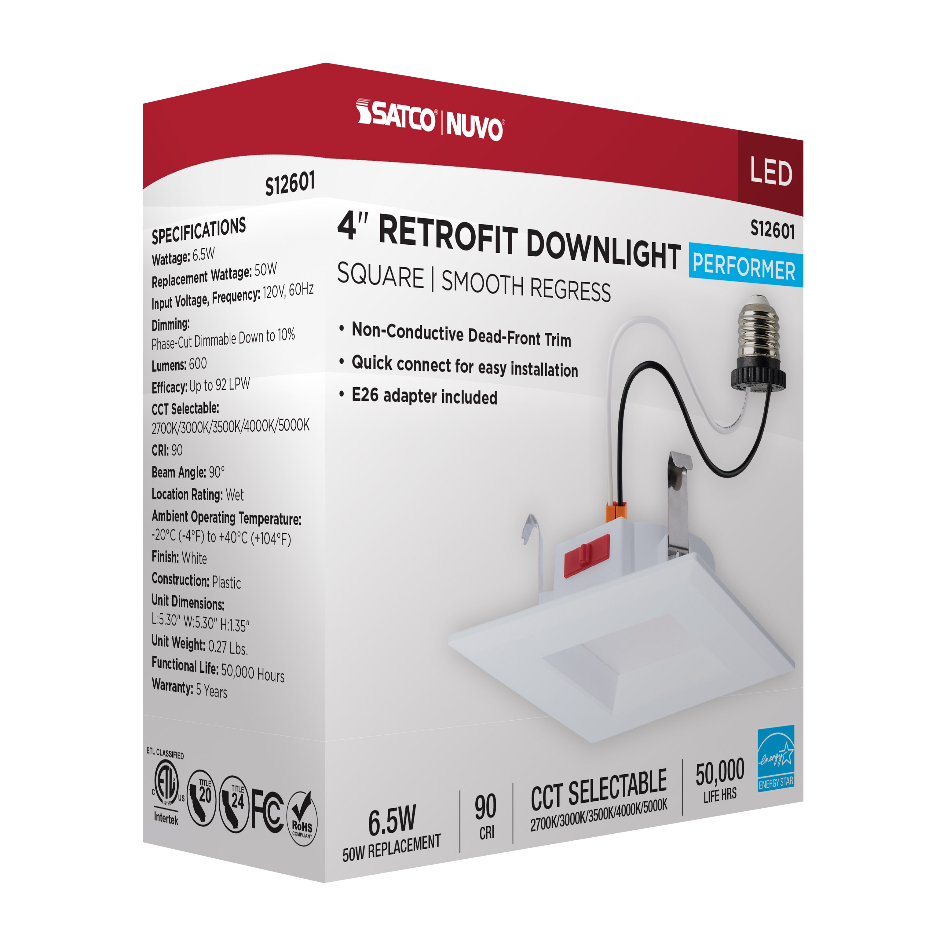 6WLED/DLR/4/5CCT/E/SQ/WH - S12601