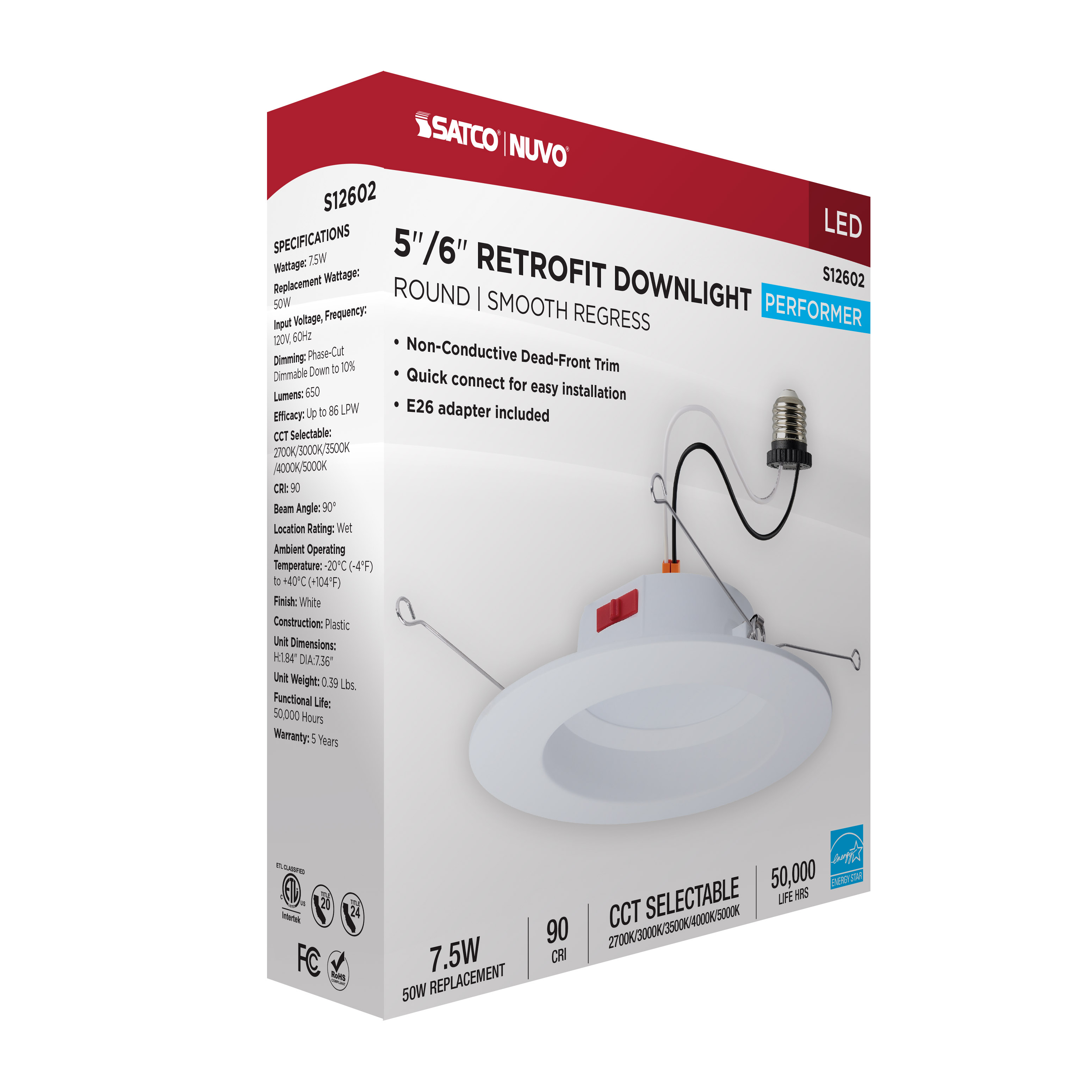 8WLED/DLR/5-6/5CCT/E/RND/WH - S12602