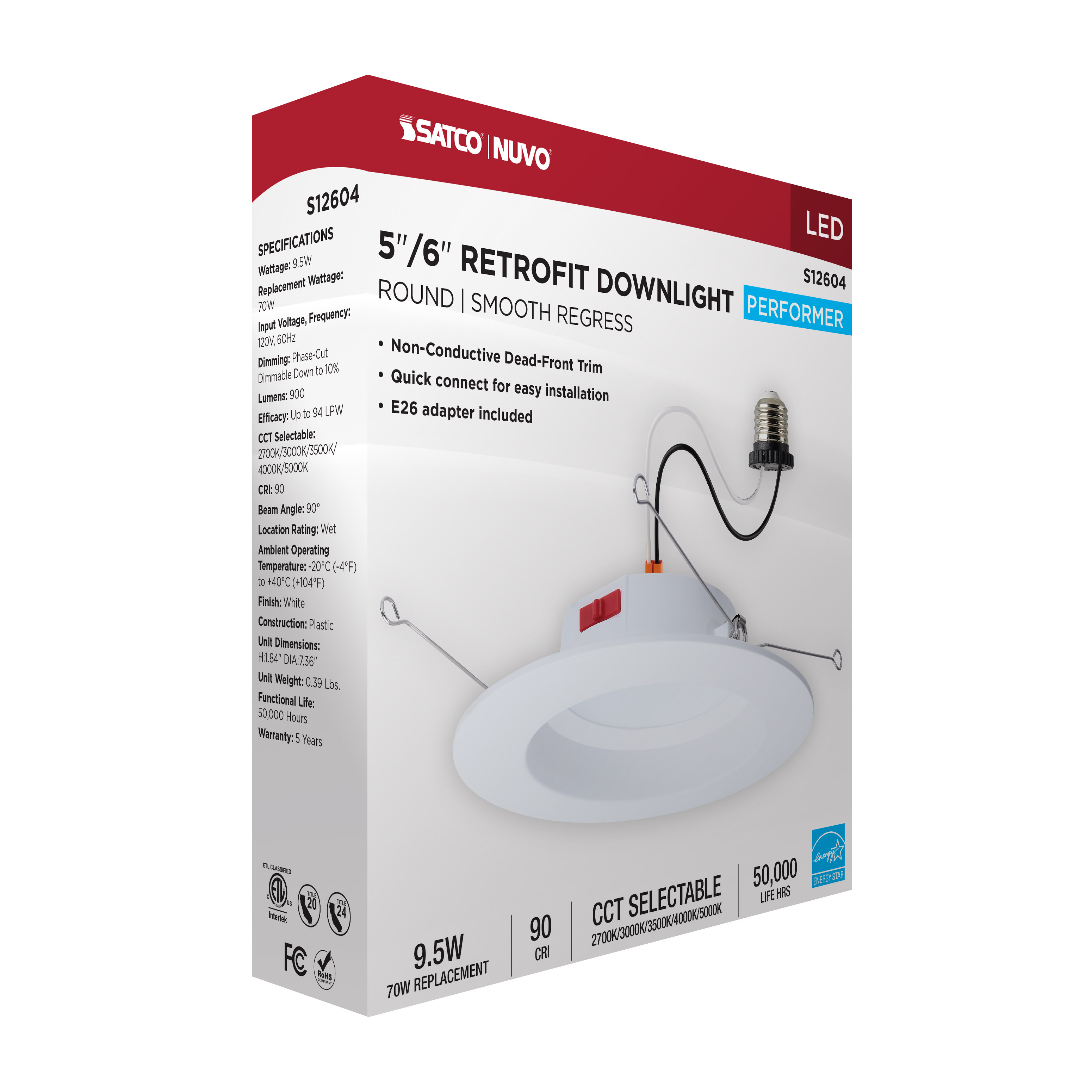 10WLED/DLR/5-6/5CCT/E/RND/WH - S12604