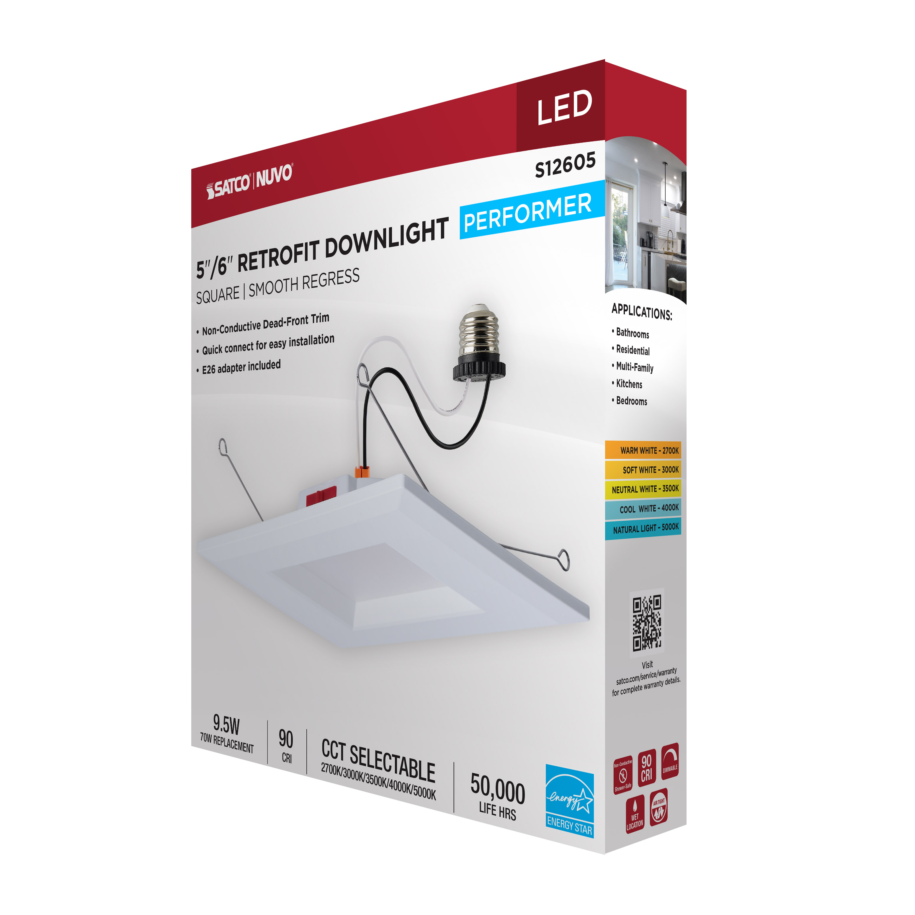 10WLED/DLR/5-6/5CCT/E/SQ/WH - S12605