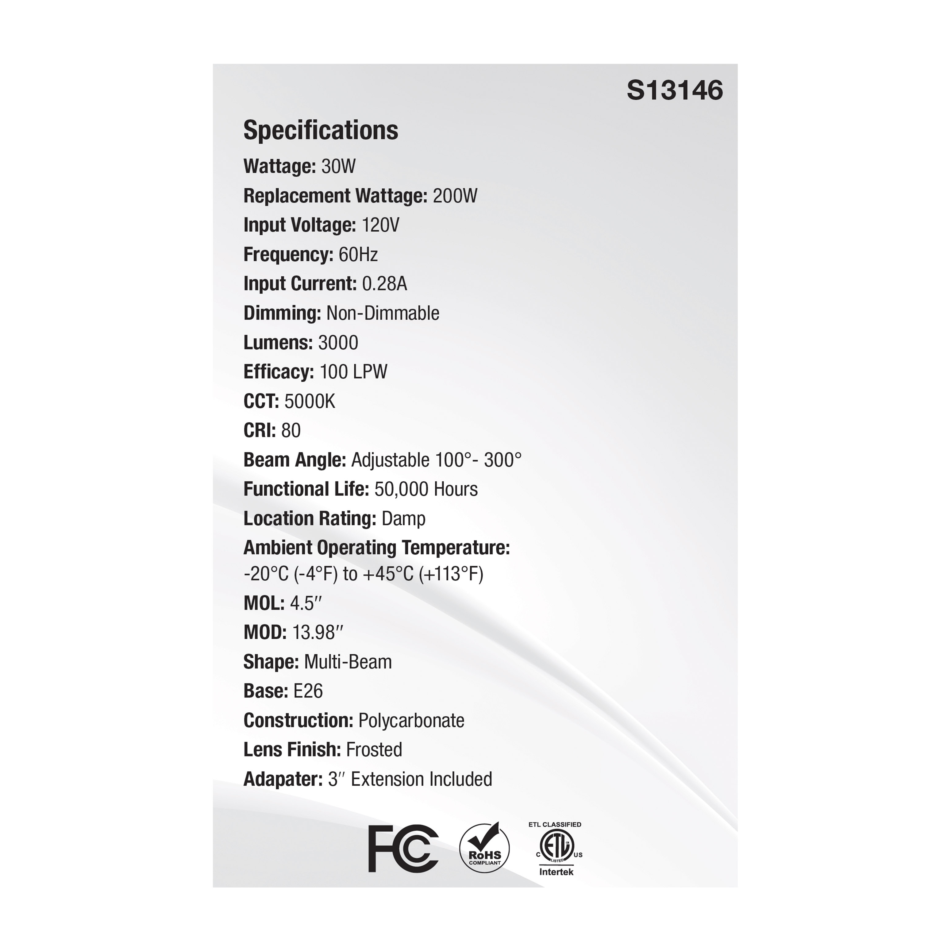 30W/LED/UTL/MB/5000K - S13146