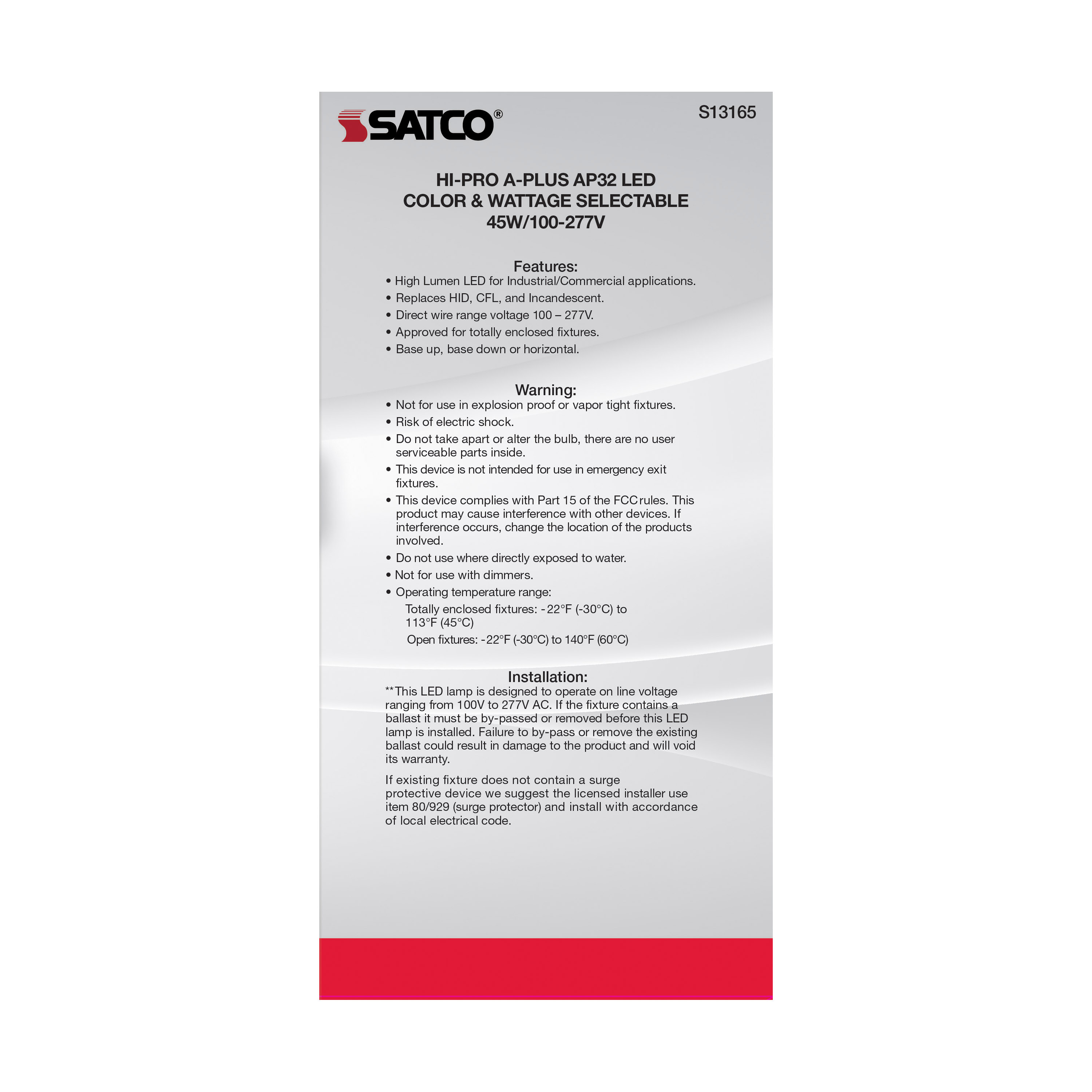 45W/AP32/LED/CCT/100-277V/EX39 - S13165