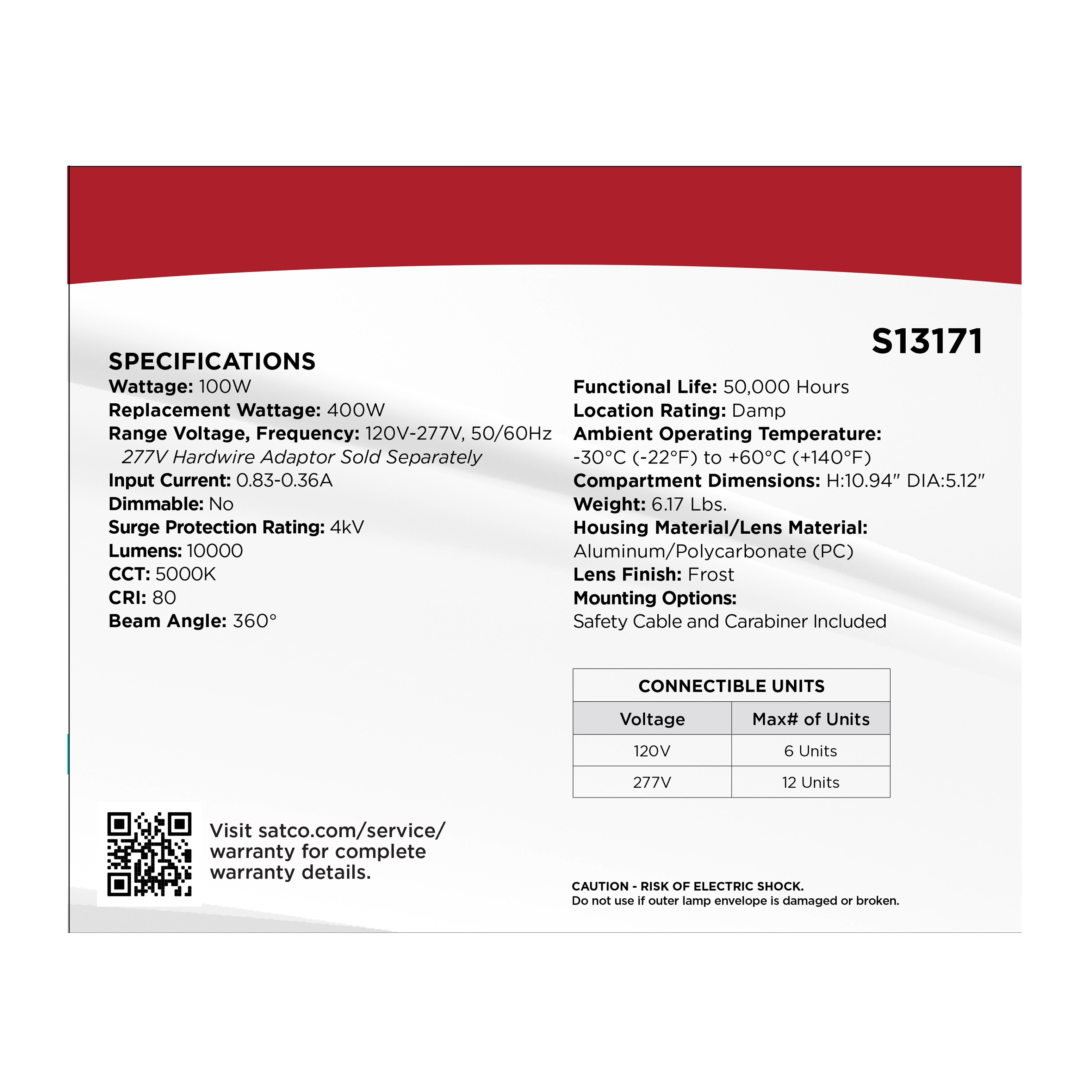 100W/LED/HID/TEMP/850/120-277V - S13171