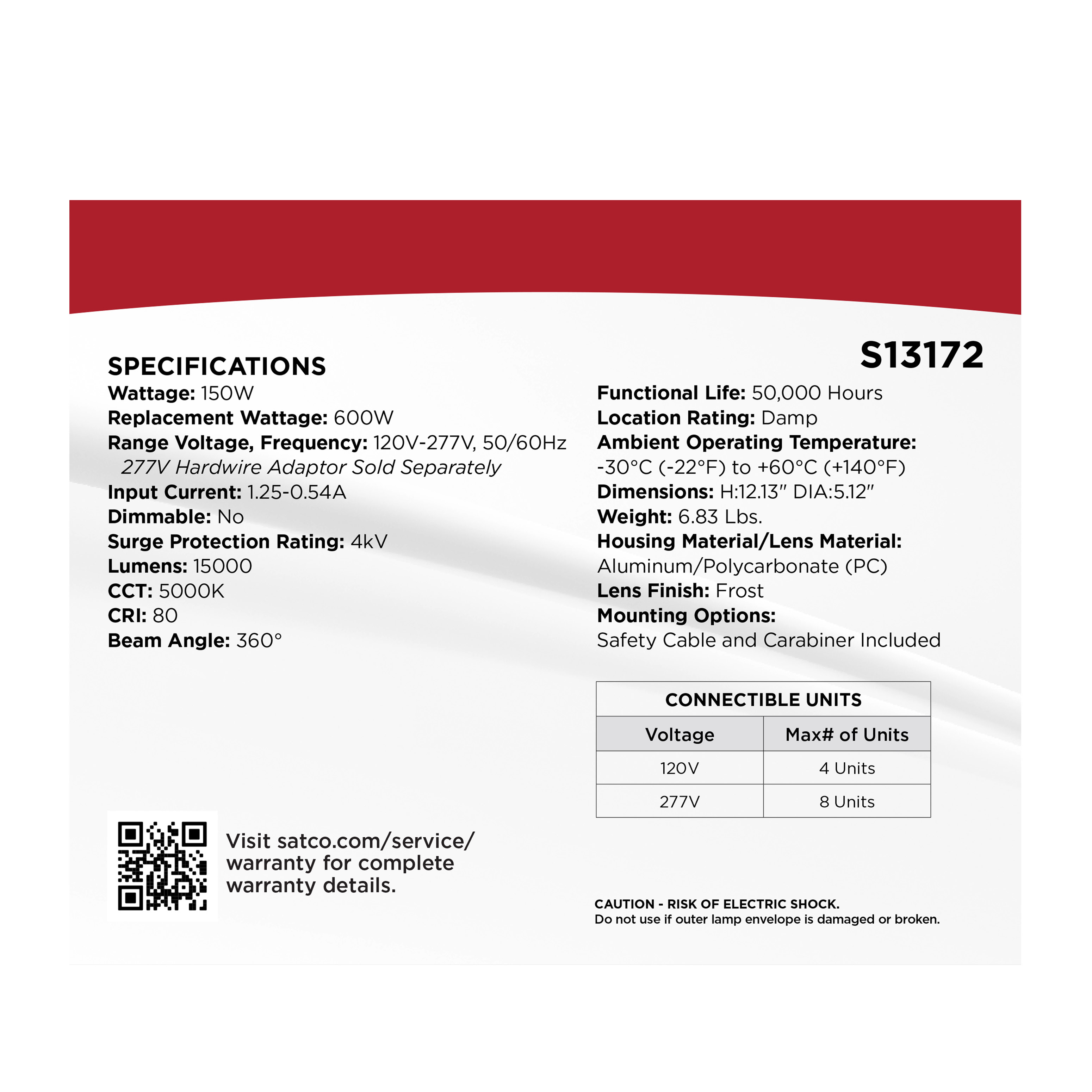 150W/LED/HID/TEMP/850/120-277V - S13172