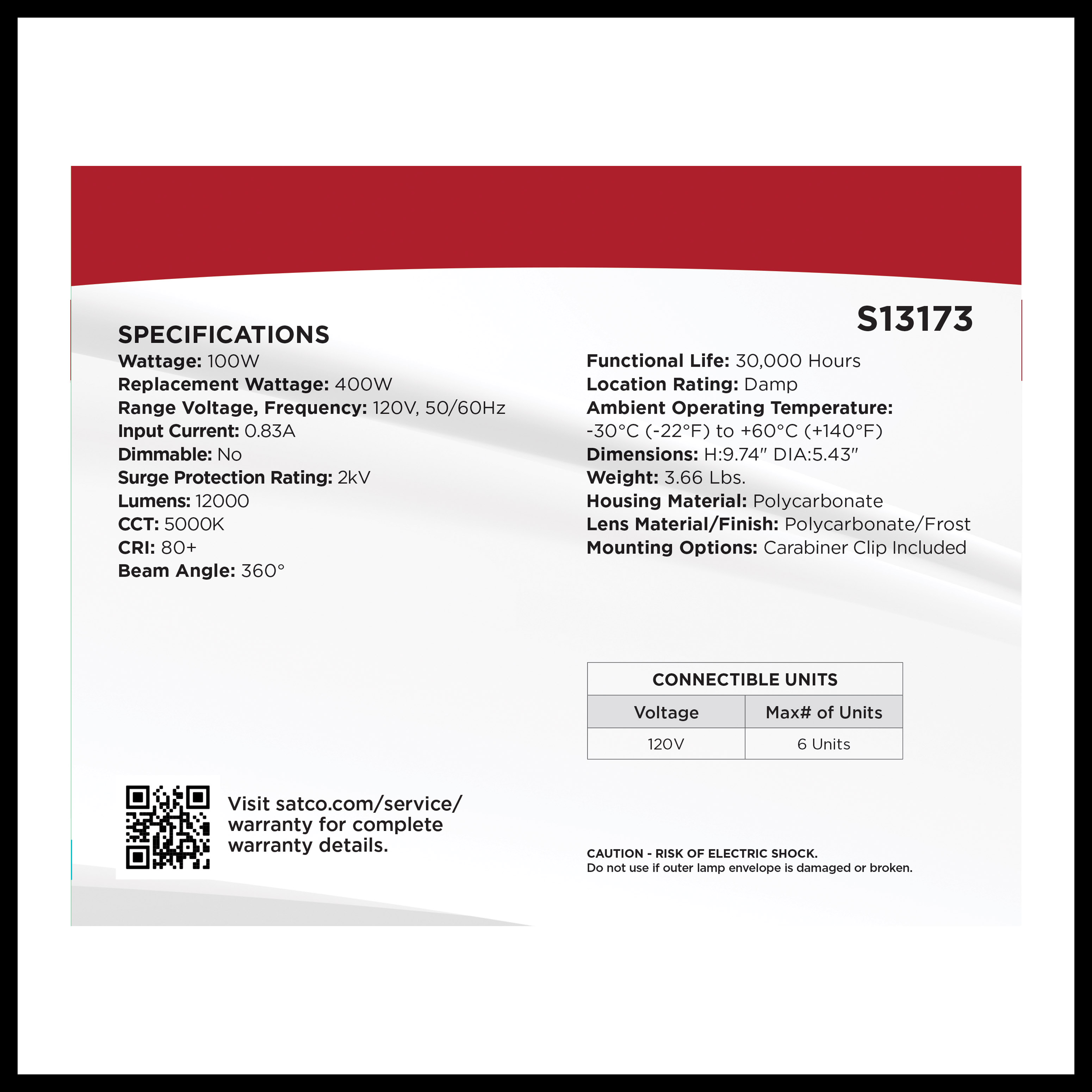 100W/LED/HID/ECO/TEMP/850/120V - S13173