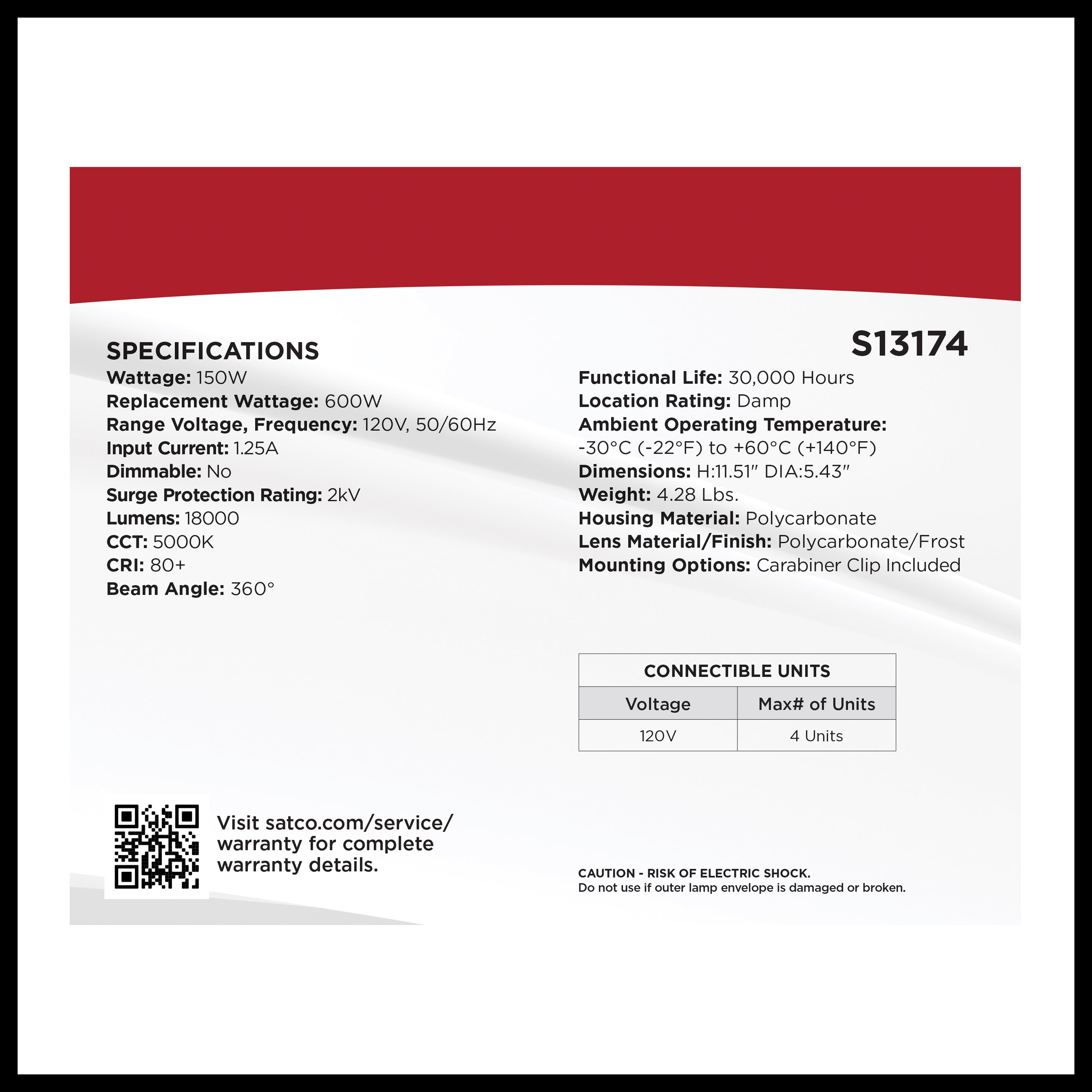 150W/LED/HID/ECO/TEMP/850/120V - S13174