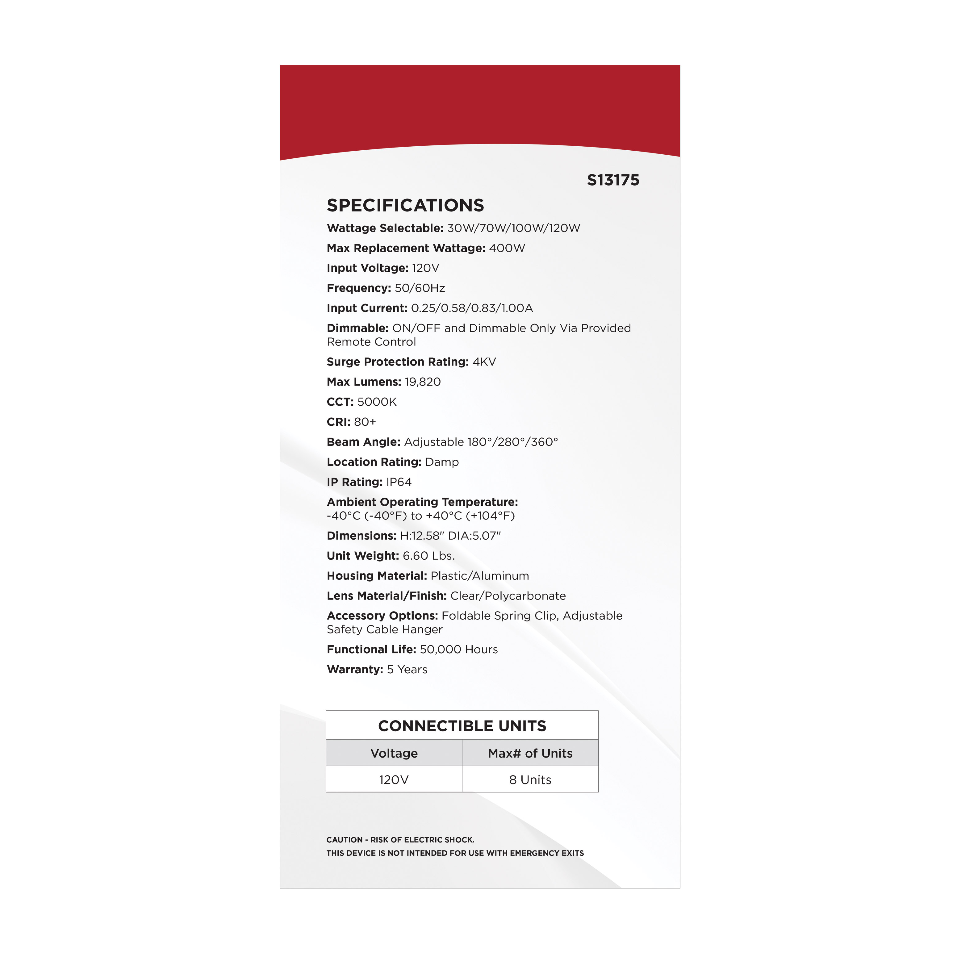 120W/LED/MB/IP64/850/120V - S13175