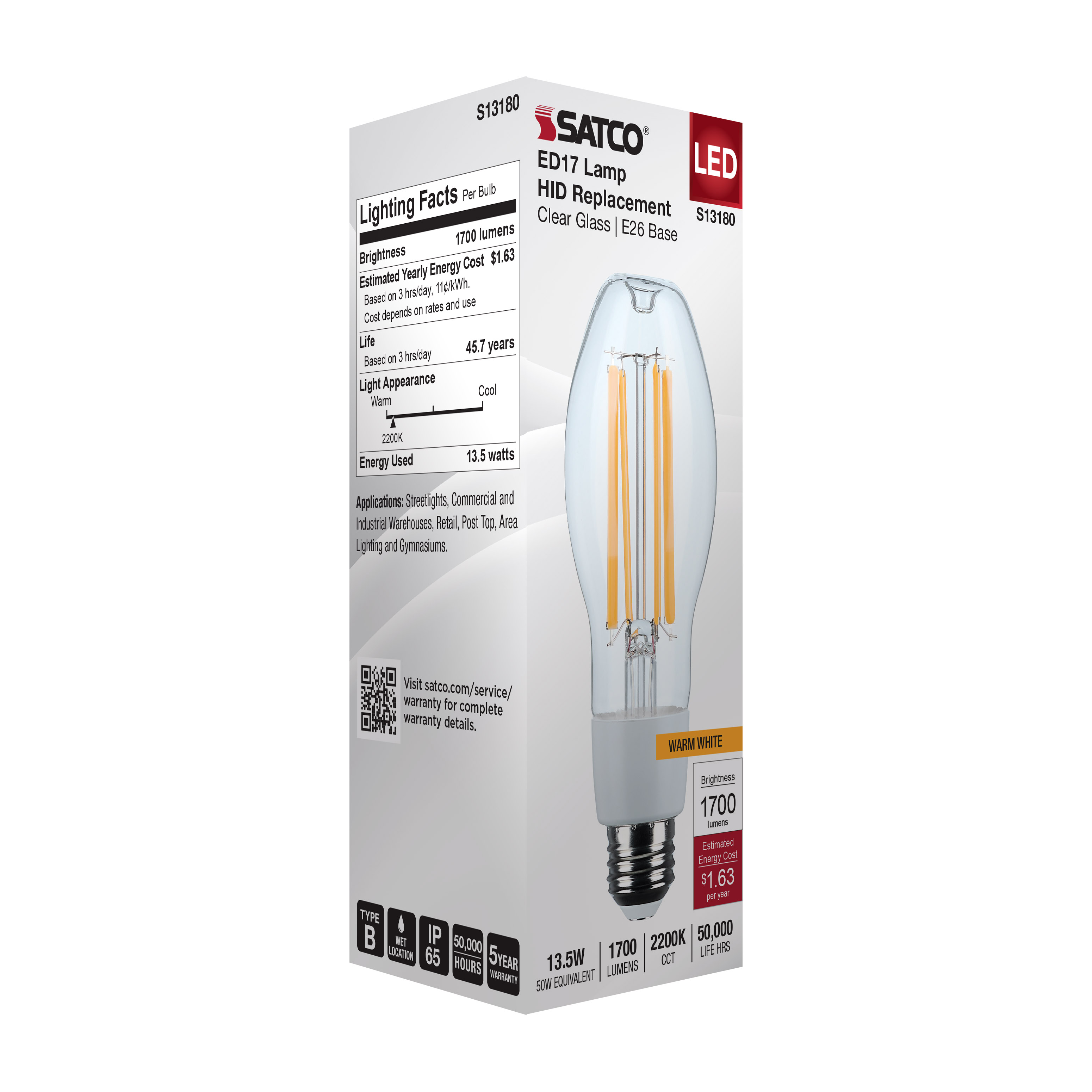 13.5W/LED/HID/ED17/822/E26/CL - S13180
