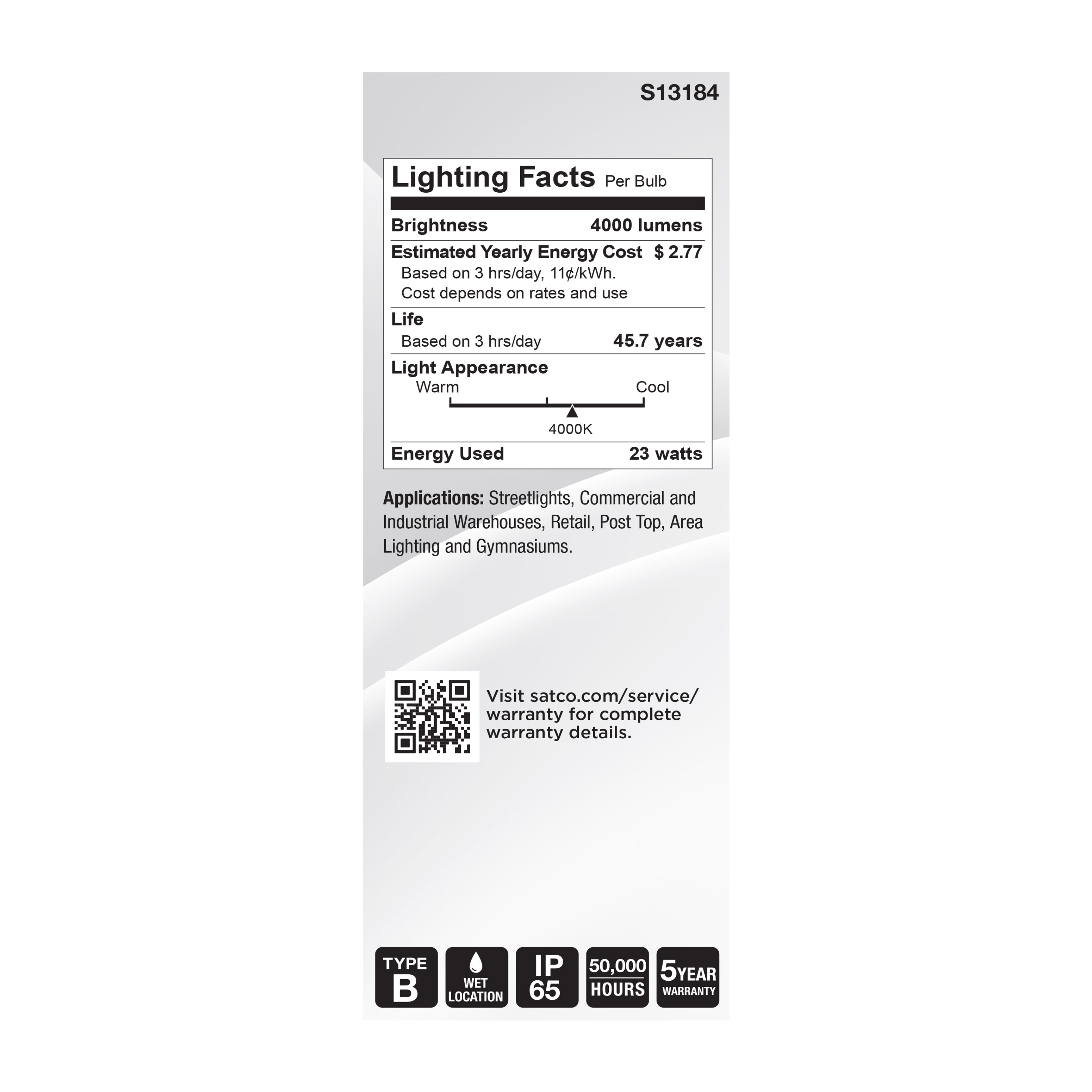 23W/LED/HID/ED23.5/840/E26/CL - S13184