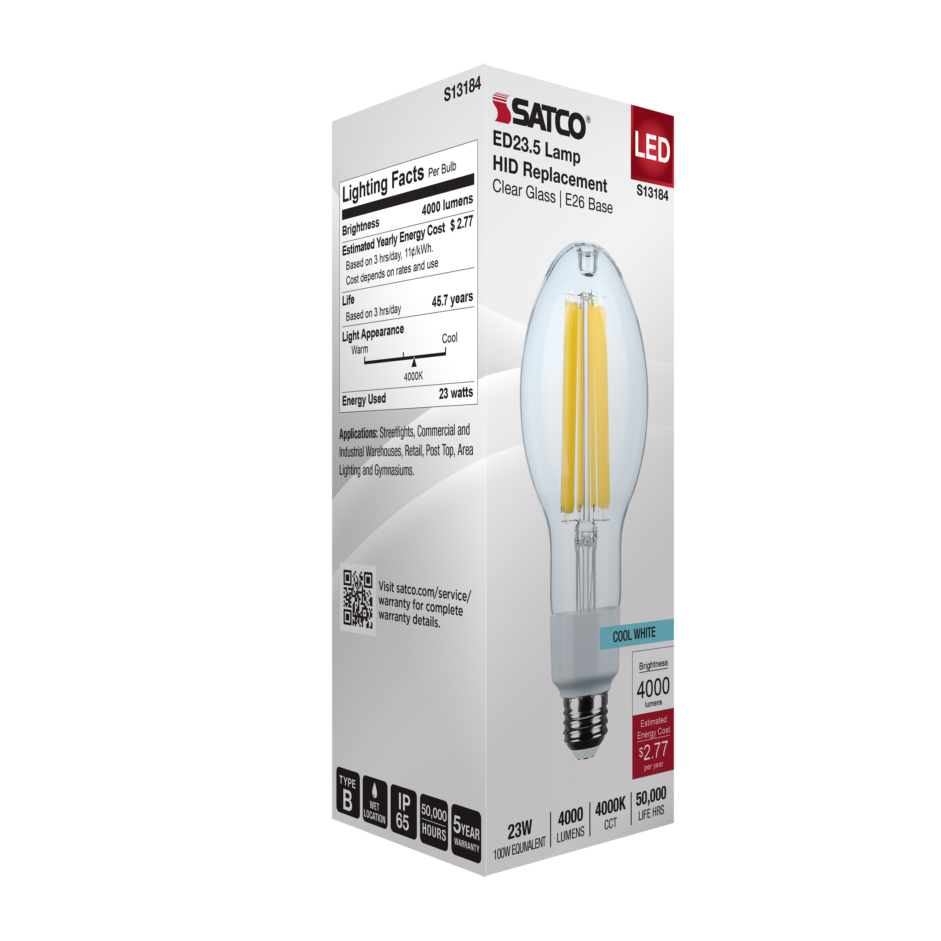 23W/LED/HID/ED23.5/840/E26/CL - S13184