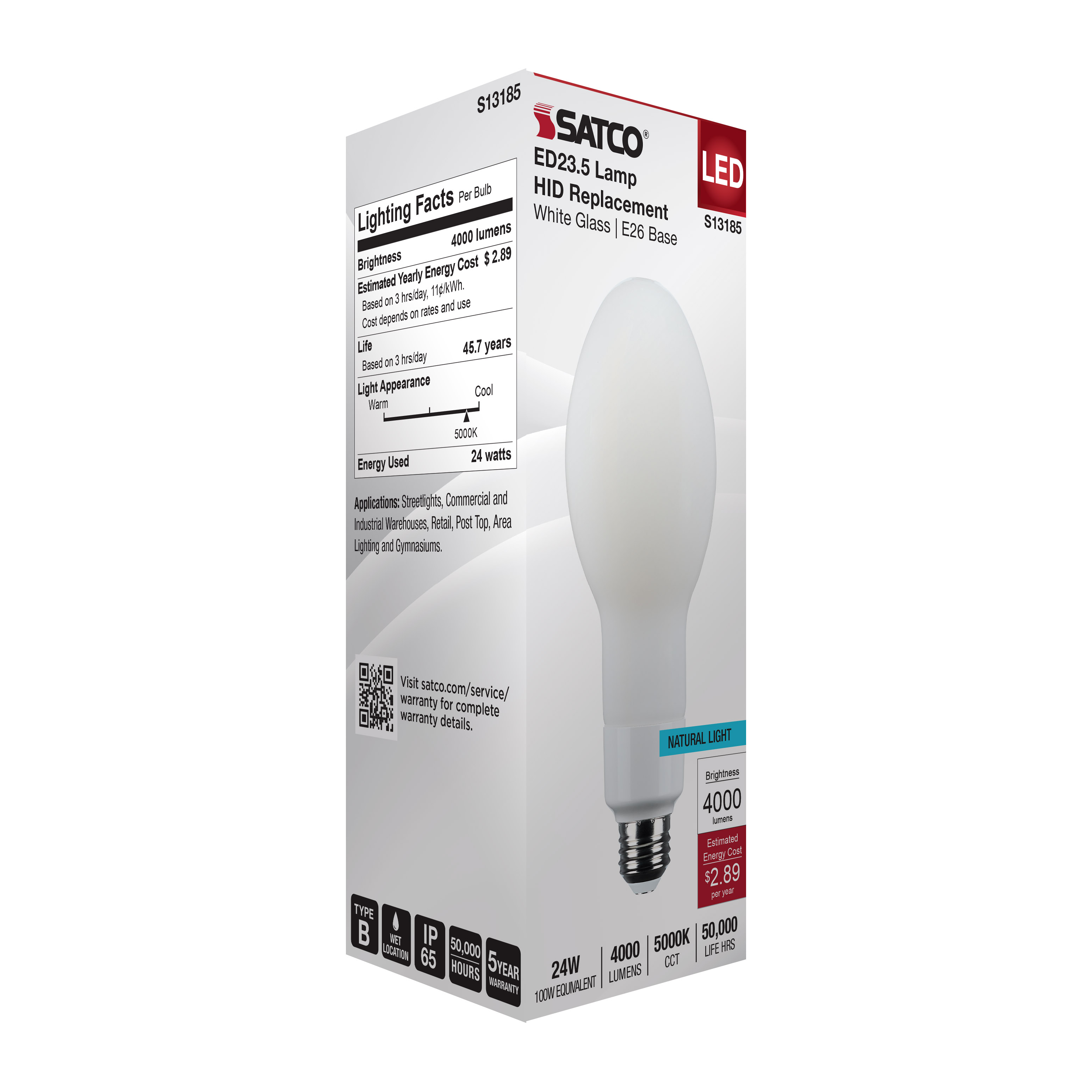 24W/LED/HID/ED23.5/850/E26/WH - S13185
