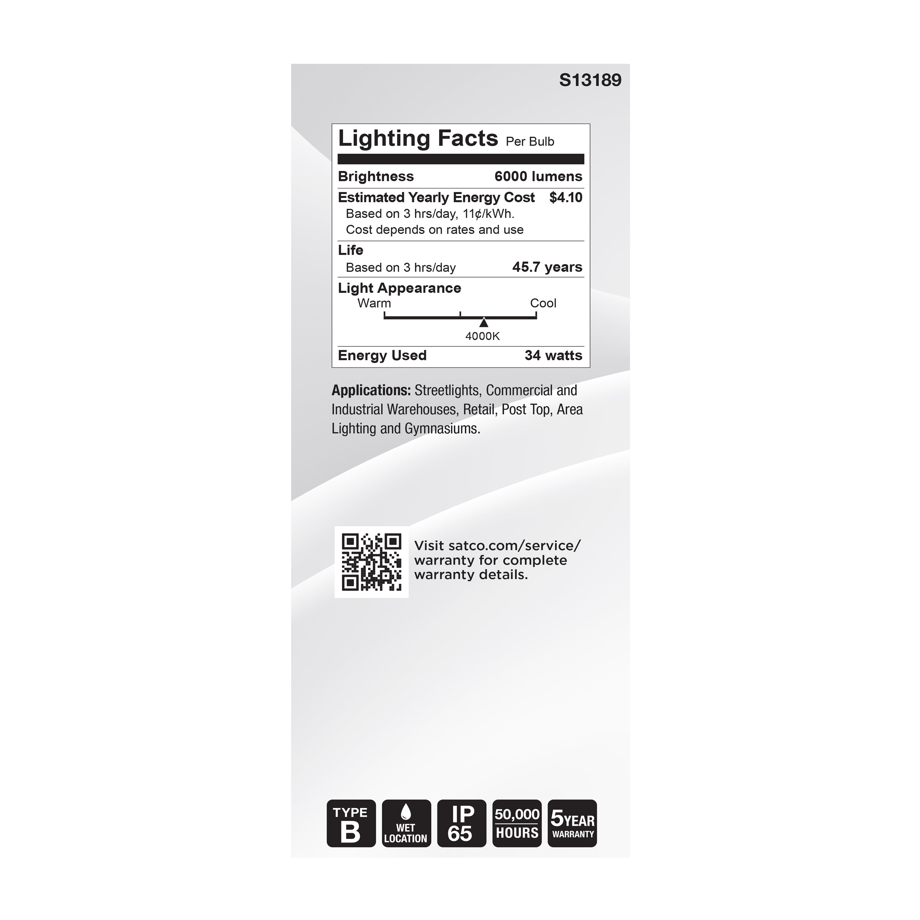 34W/LED/HID/ED28/840/EX39/CL - S13189