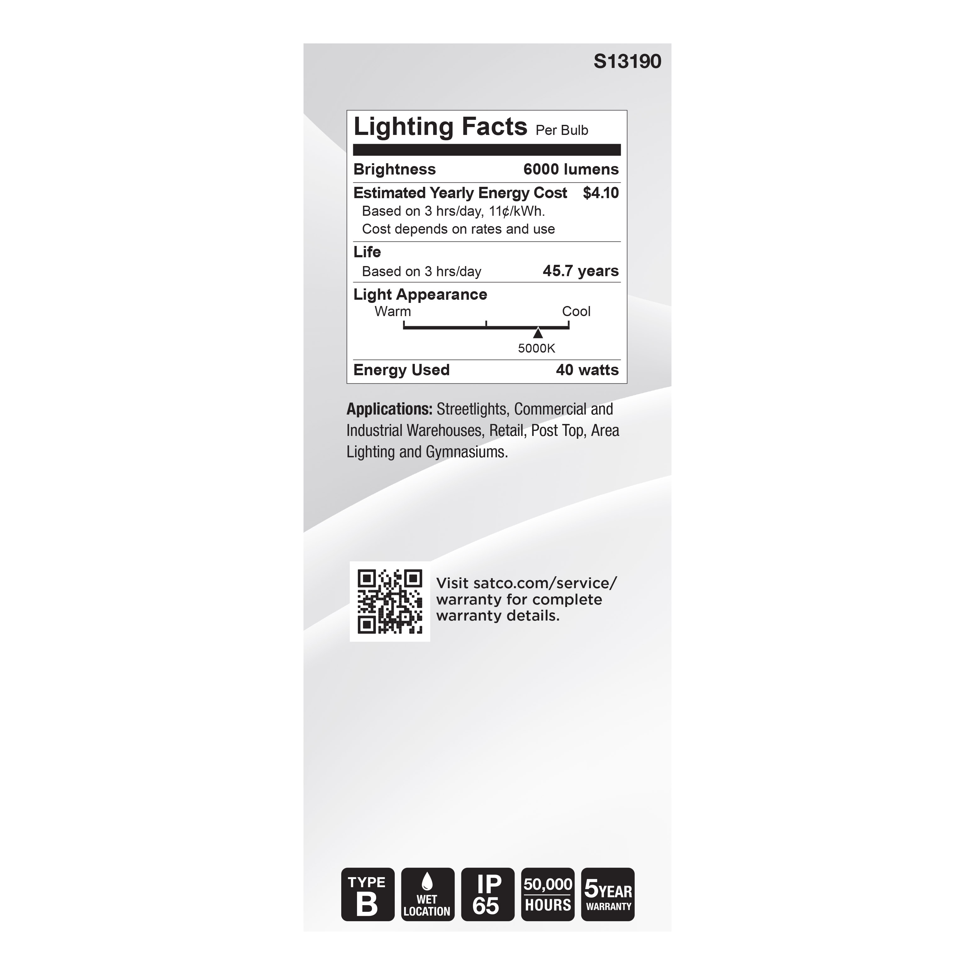 40W/LED/HID/ED28/850/EX39/WH - S13190