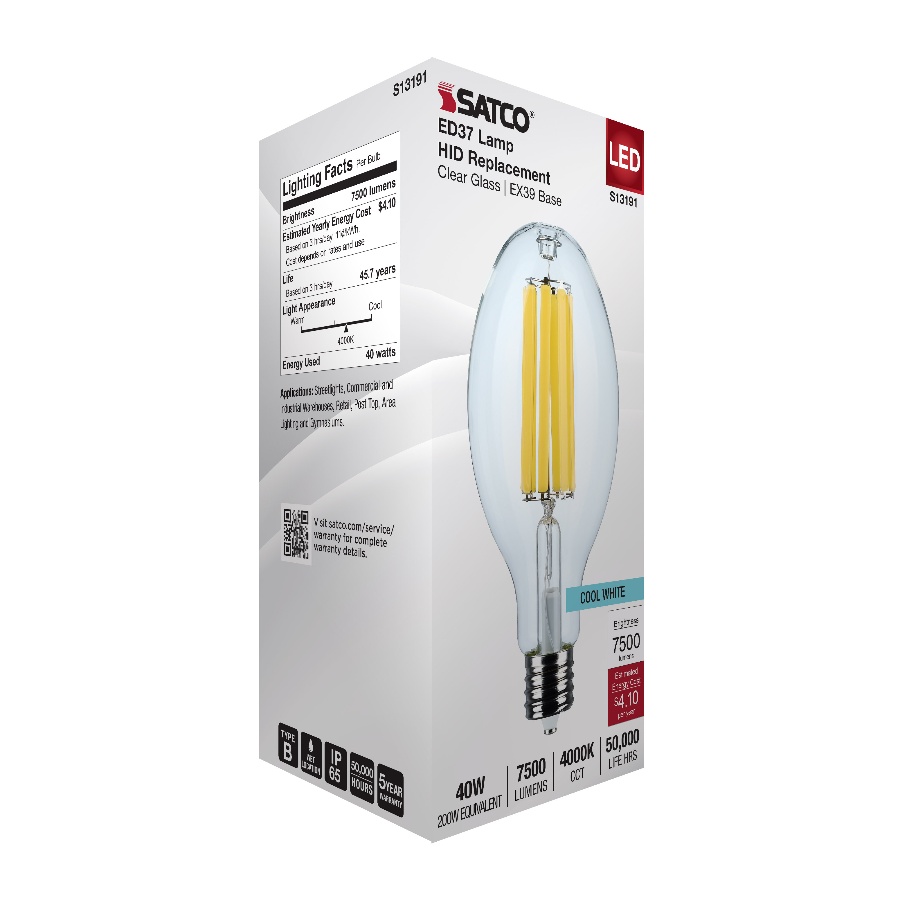 40W/LED/HID/ED37/840/EX39/CL - S13191