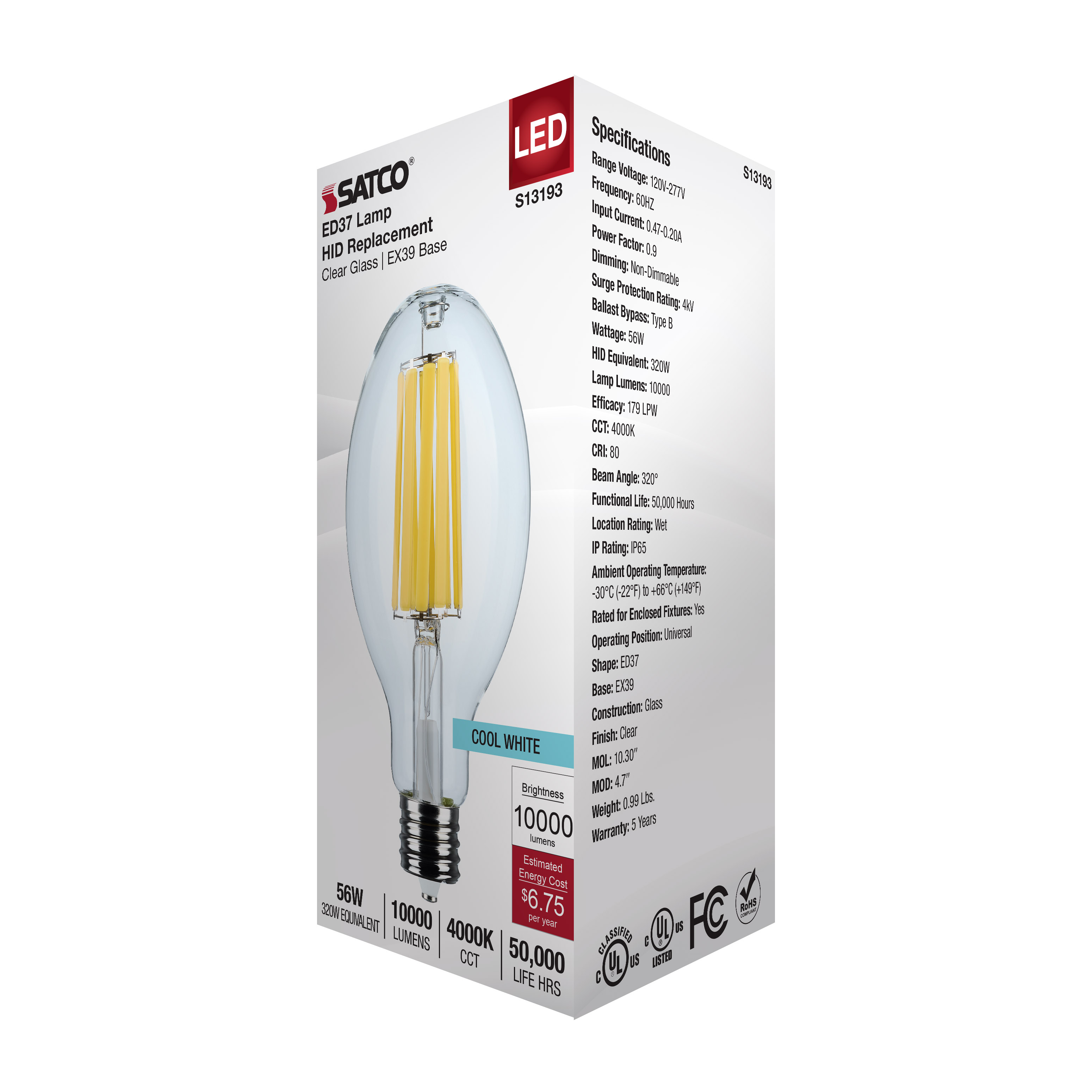 56W/LED/HID/ED37/840/EX39/CL - S13193