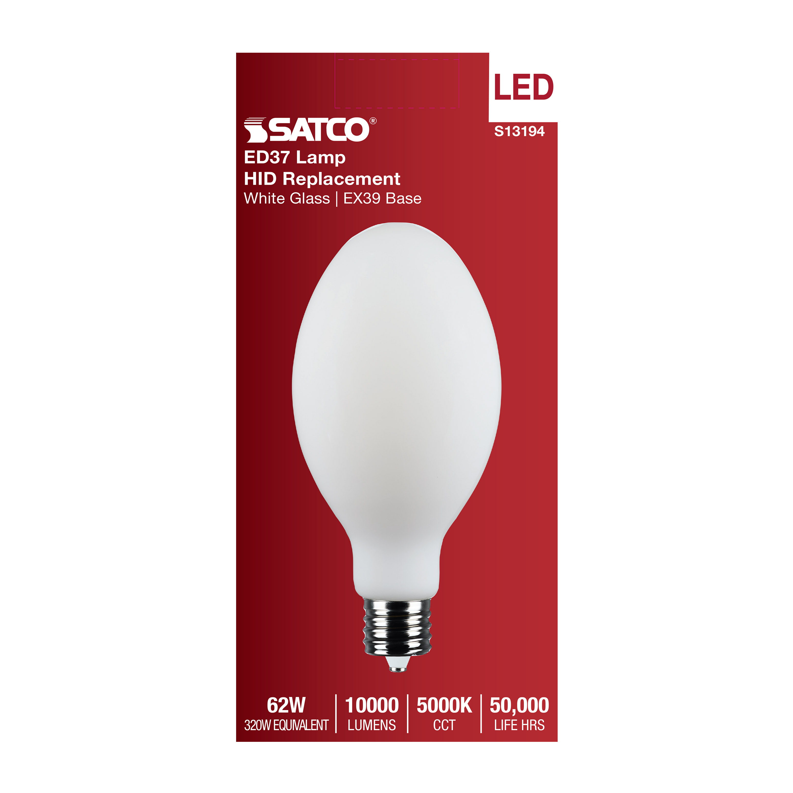 62W/LED/HID/ED37/850/EX39/WH - S13194