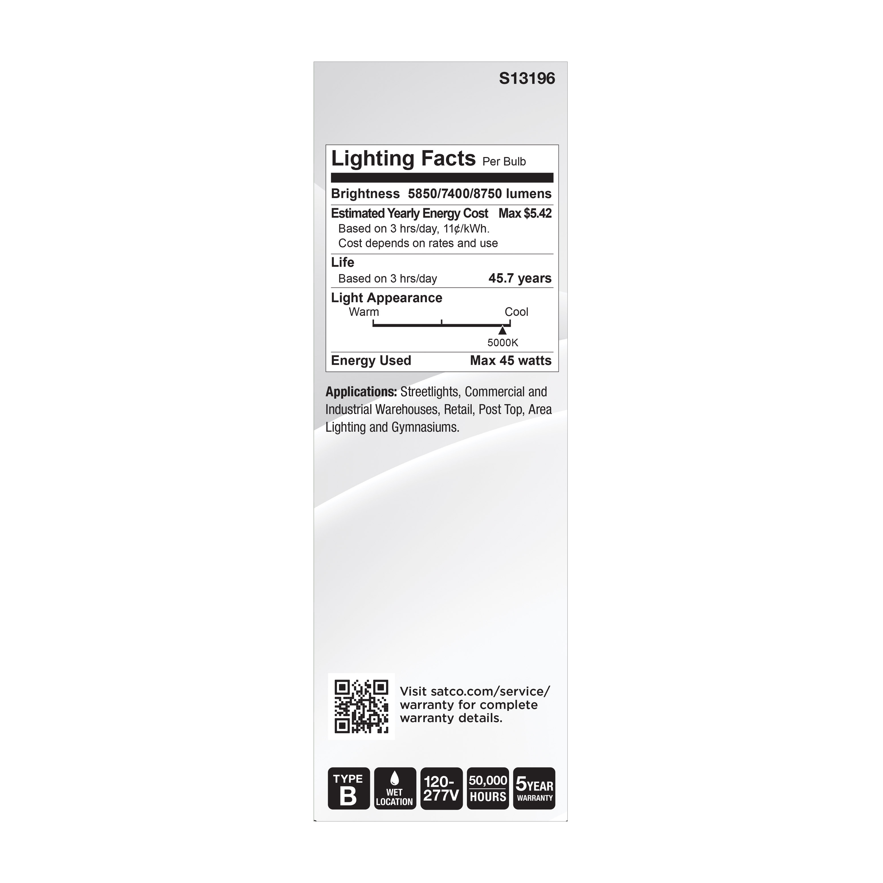 45W/LED/HID/ED28/850/EX39/CL - S13196