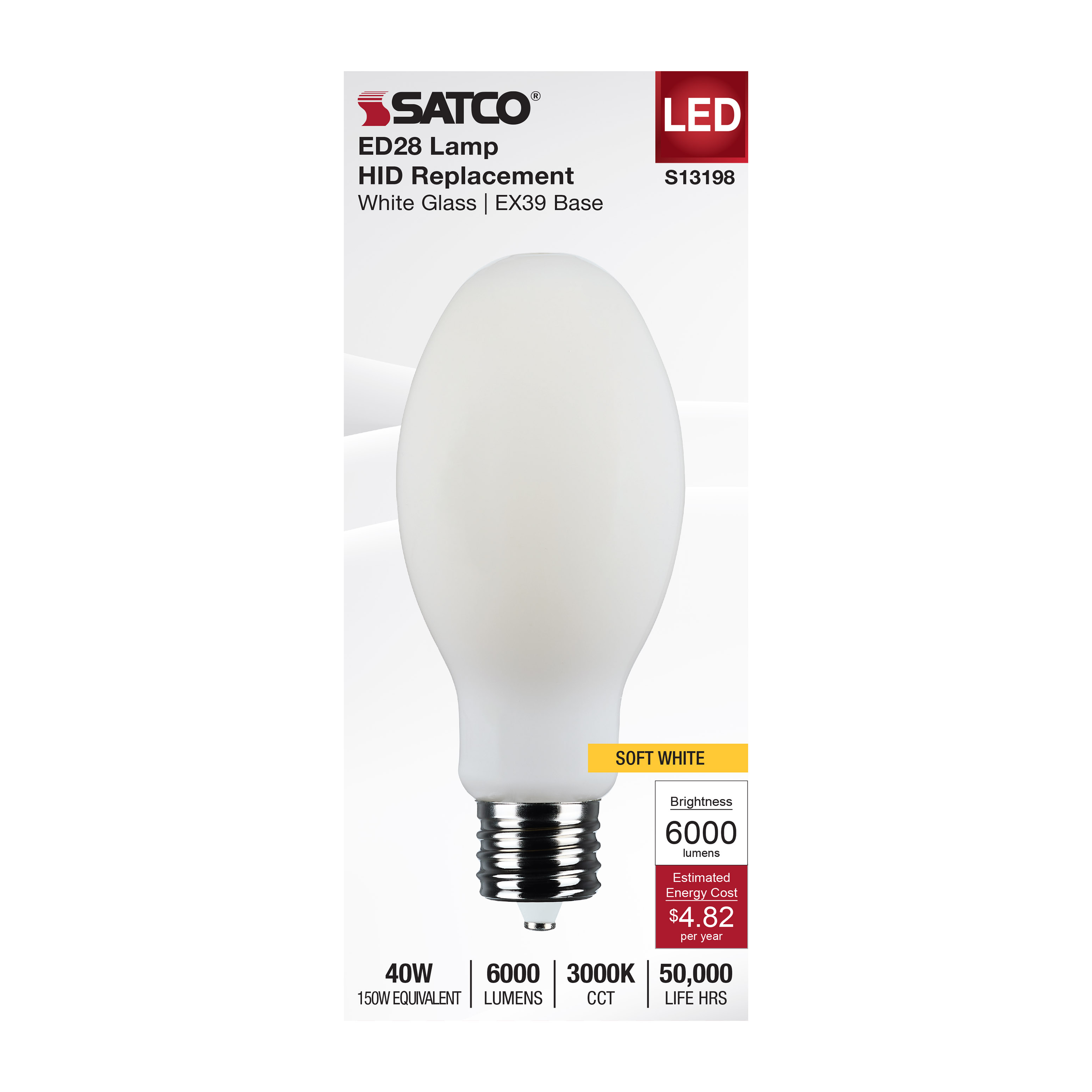 40W/LED/HID/ED28/830/EX39/WH - S13198