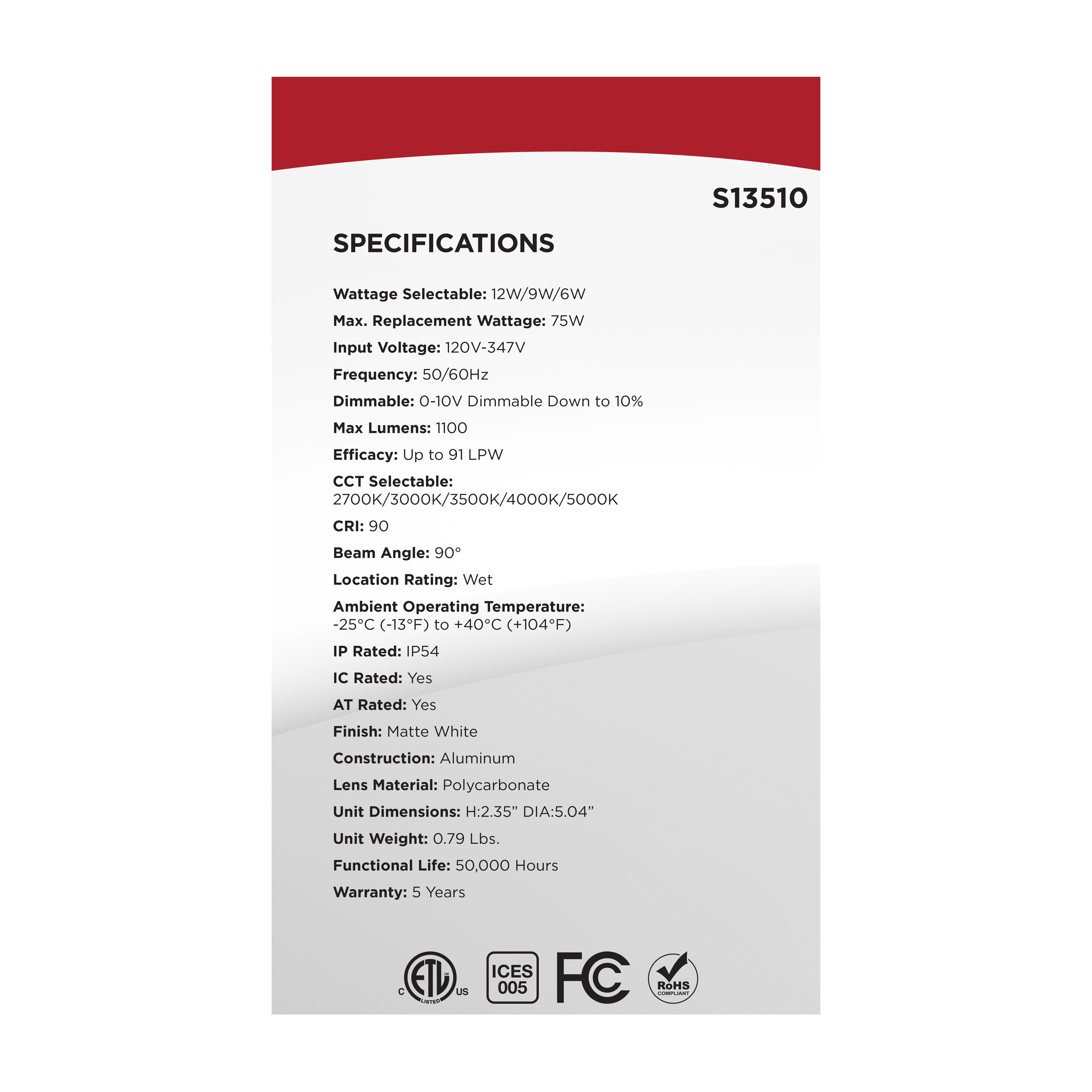 12WLED/CDL/4/RD/FS/RND - S13510