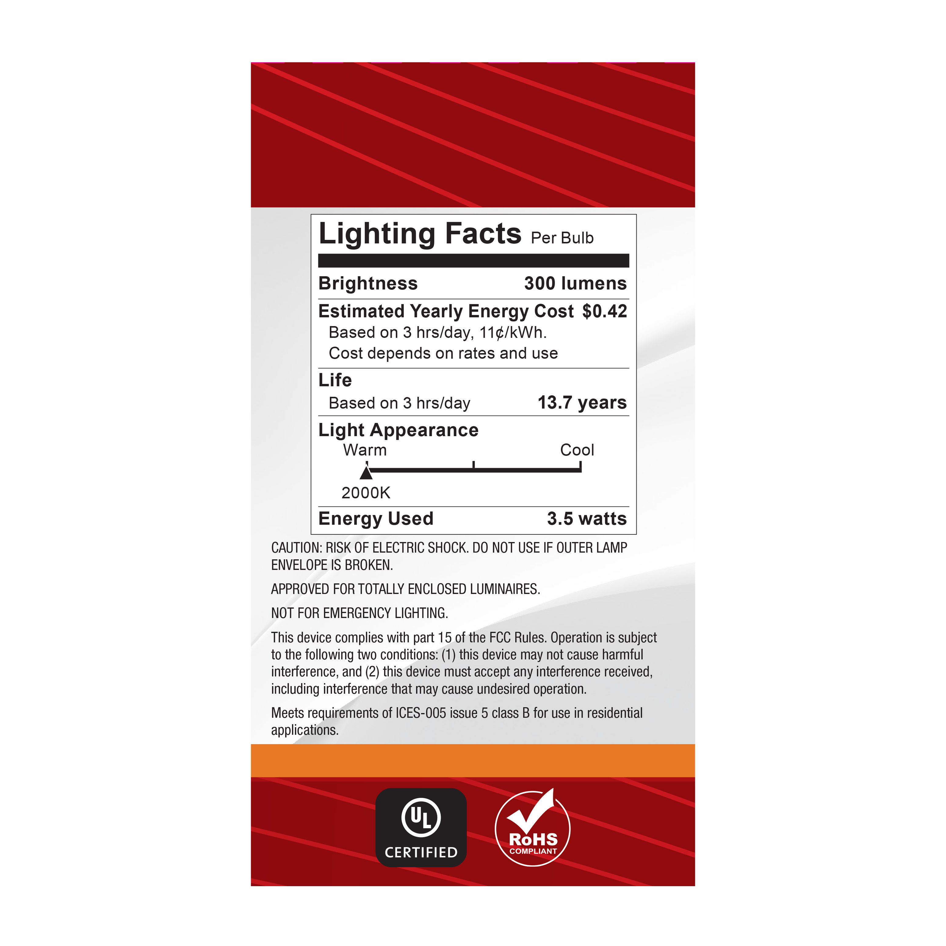 3.5 Watt A19 LED - 2000K CCT - Medium Base - Clear Glass - Amber Coil Filament - Dimmable - 120 Volt - Image 8