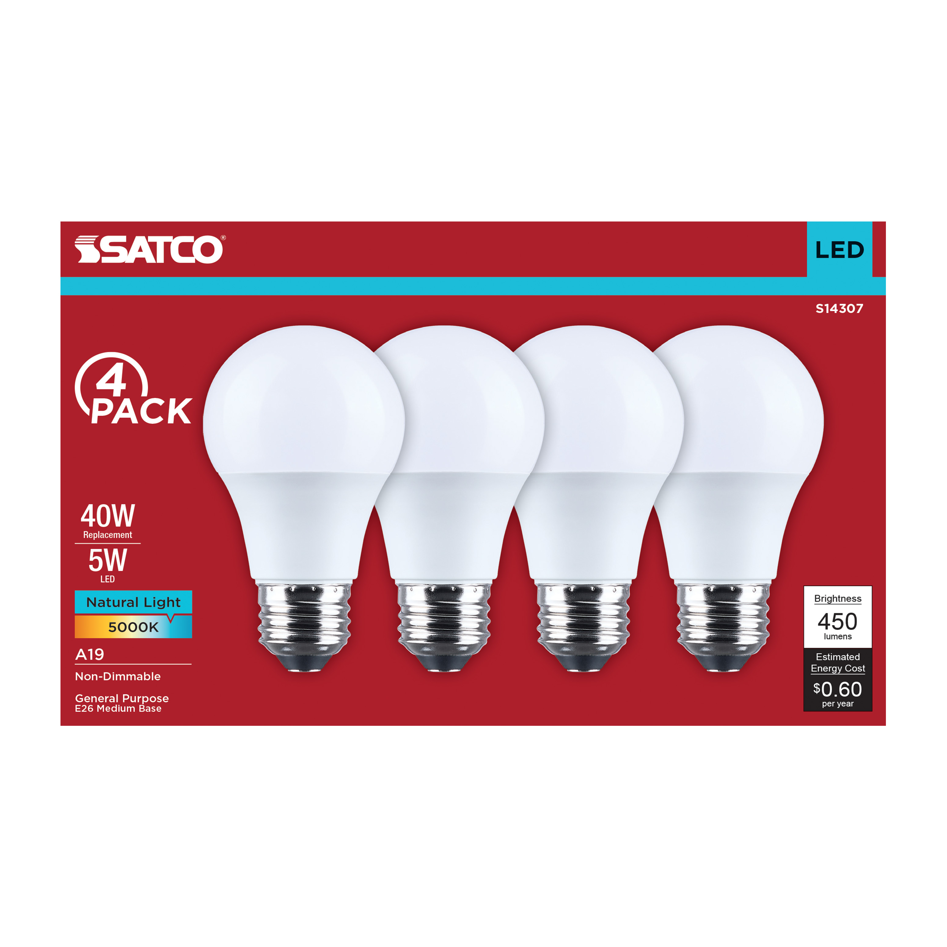 5A19L/850/E26/P/ND/4PK - S14307