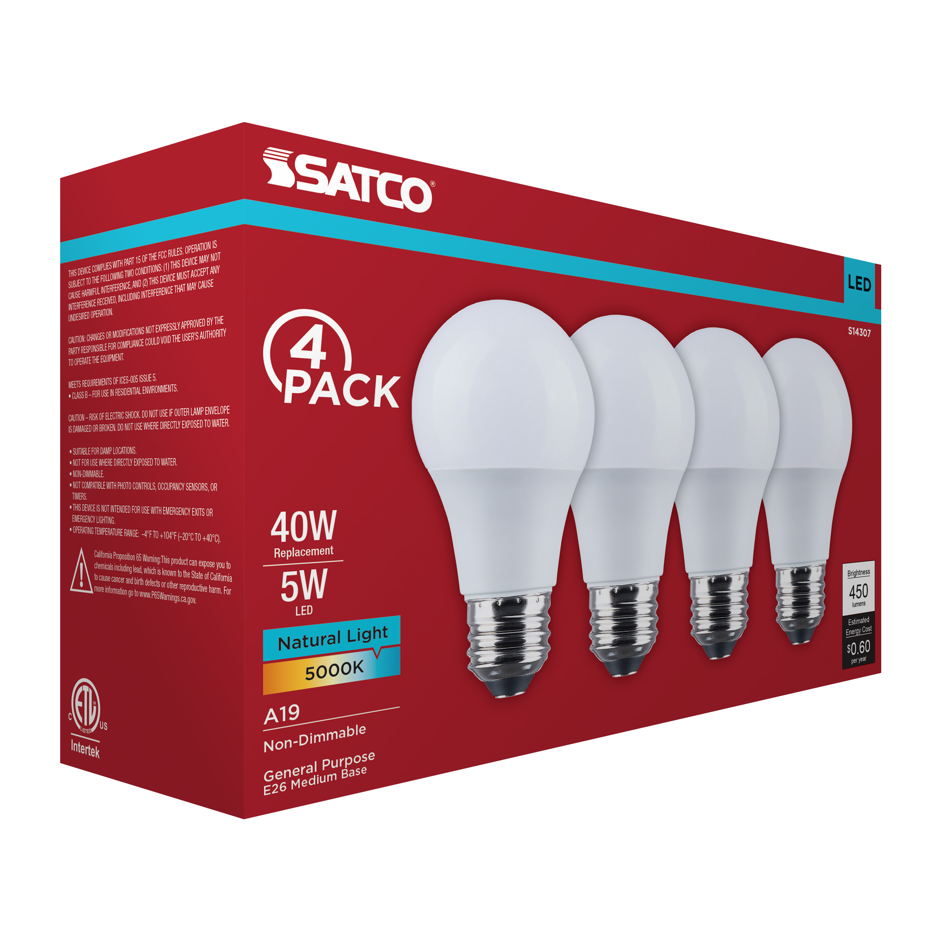 5A19L/850/E26/P/ND/4PK - S14307