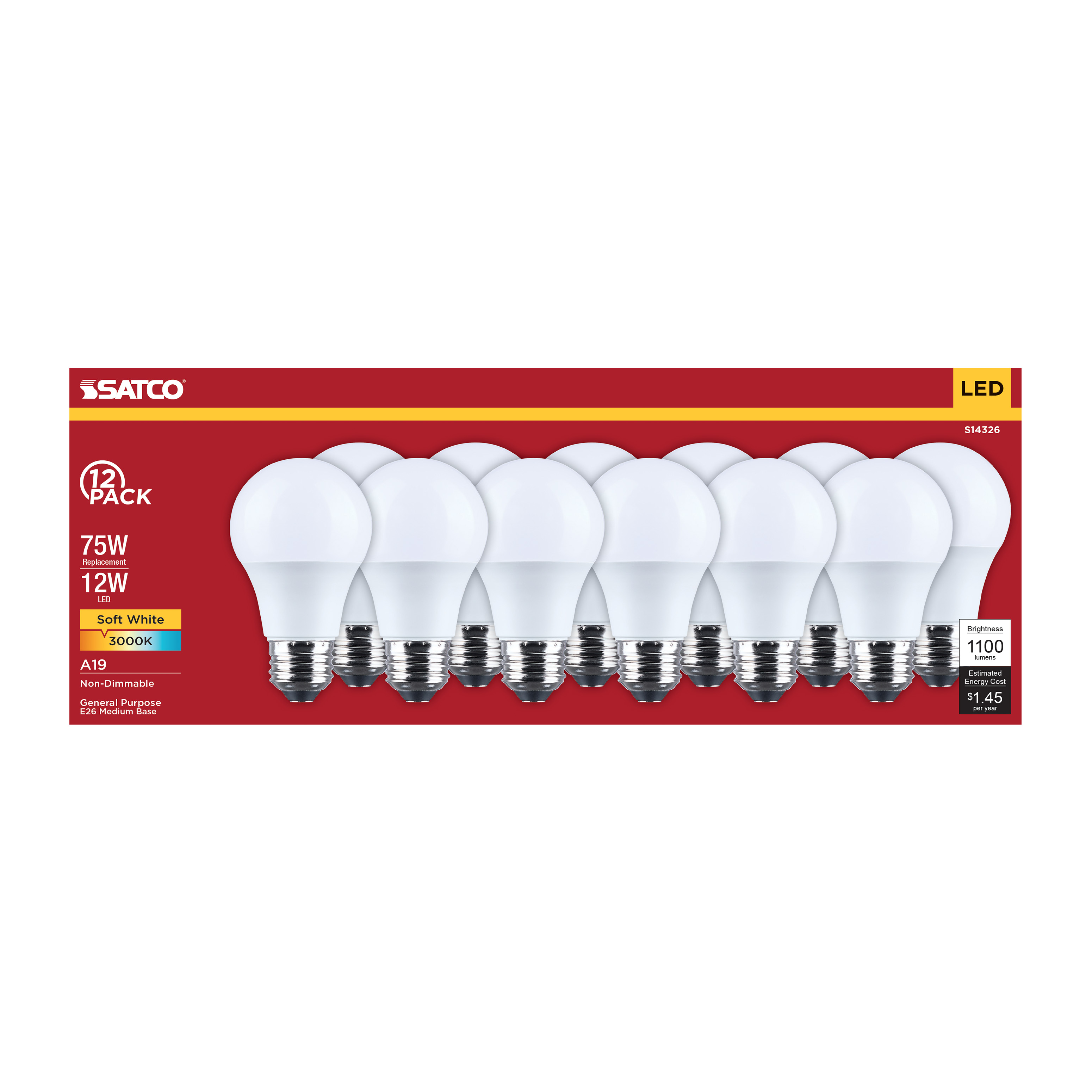 12A19L/830/E26/P/ND/12PK - S14326
