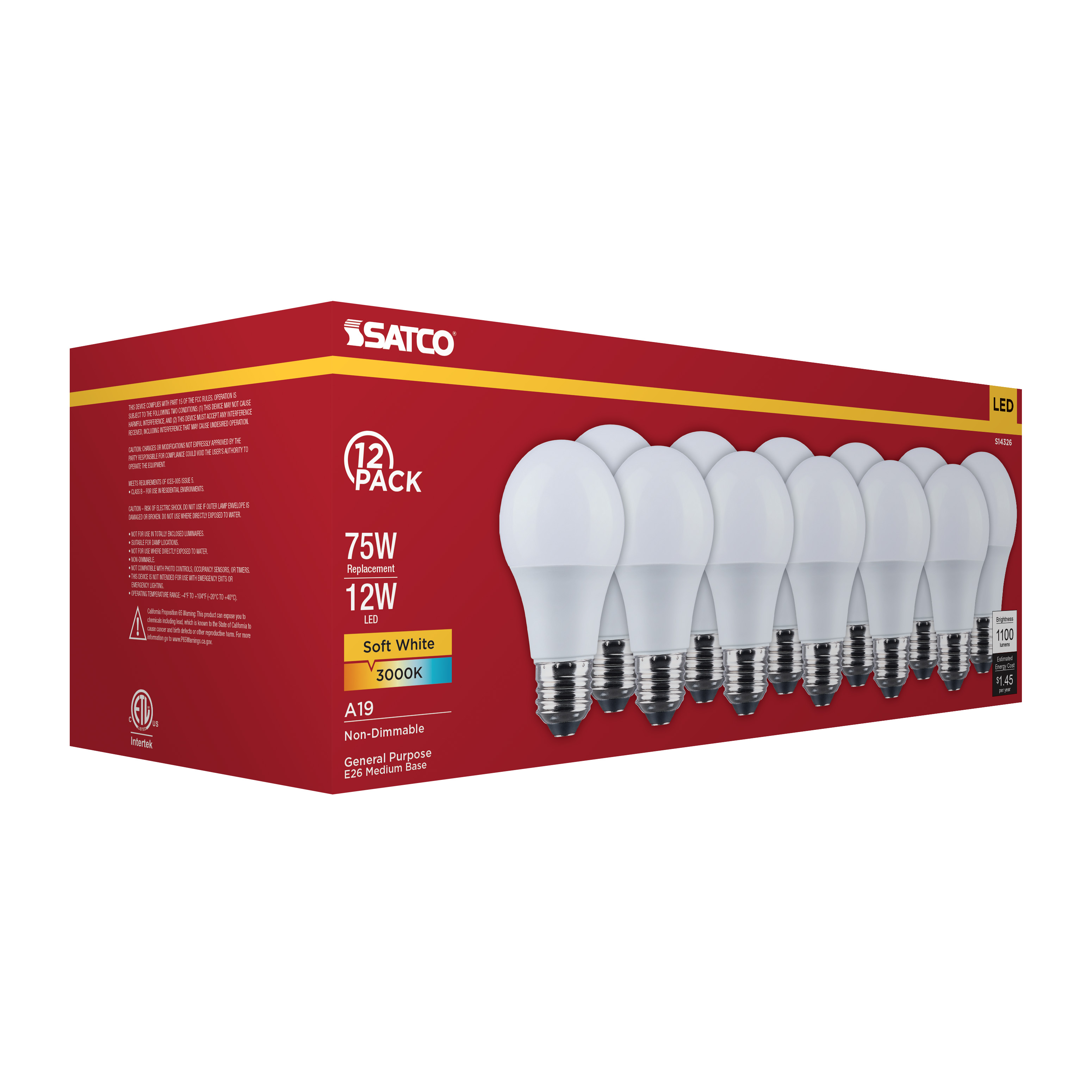 12A19L/830/E26/P/ND/12PK - S14326