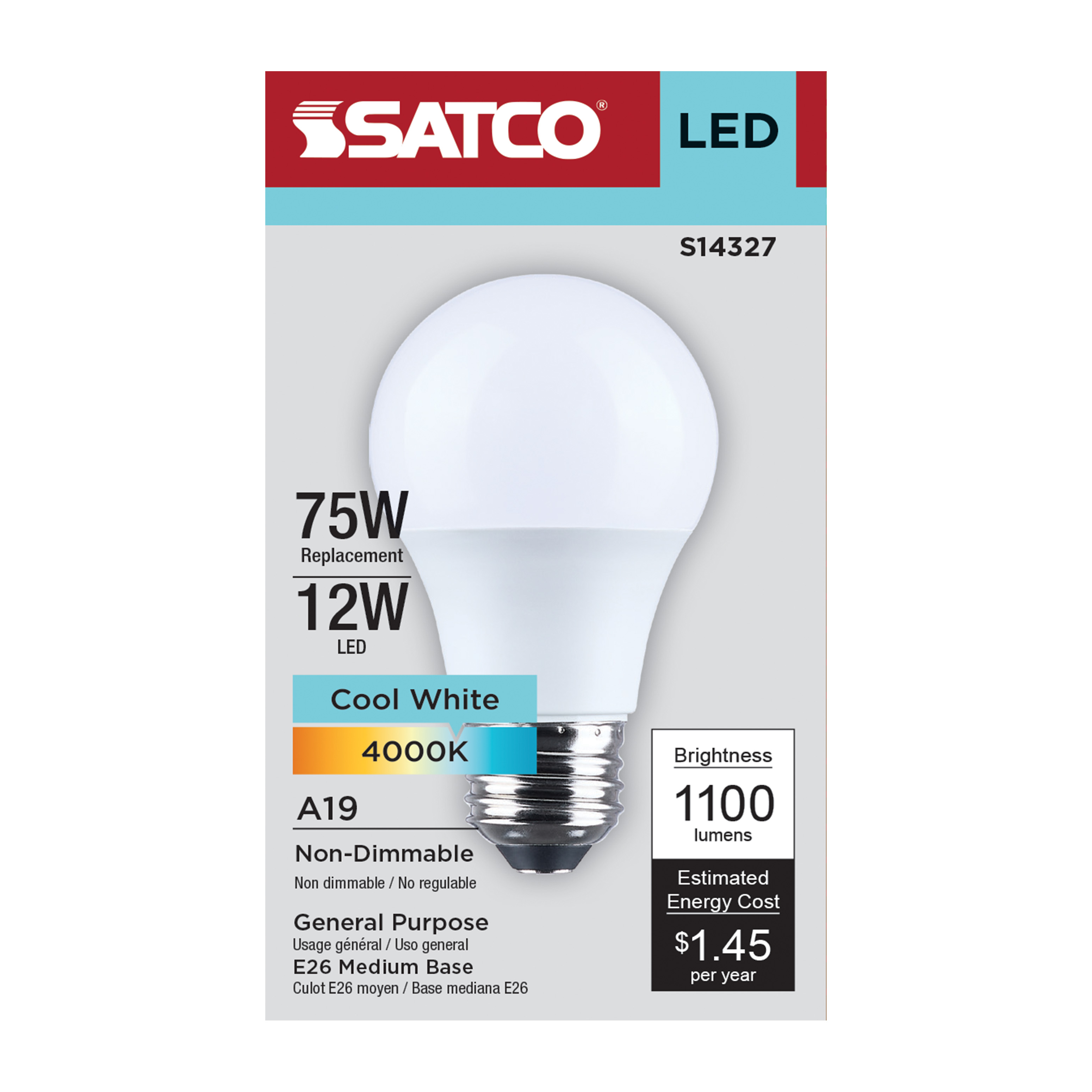 12A19L/840/E26/P/ND/1PK - S14327