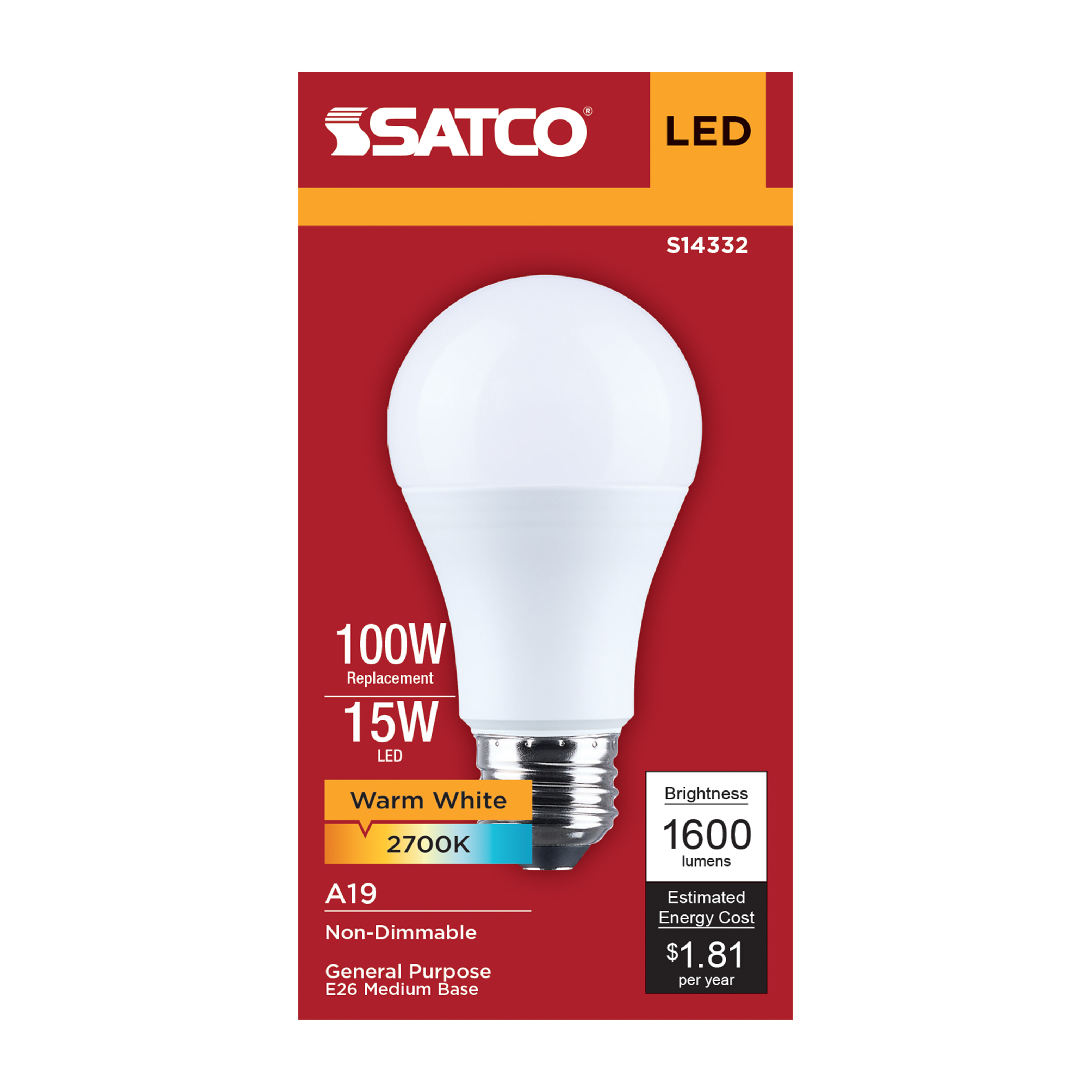 15A19L/827/E26/P/ND/1PK - S14332