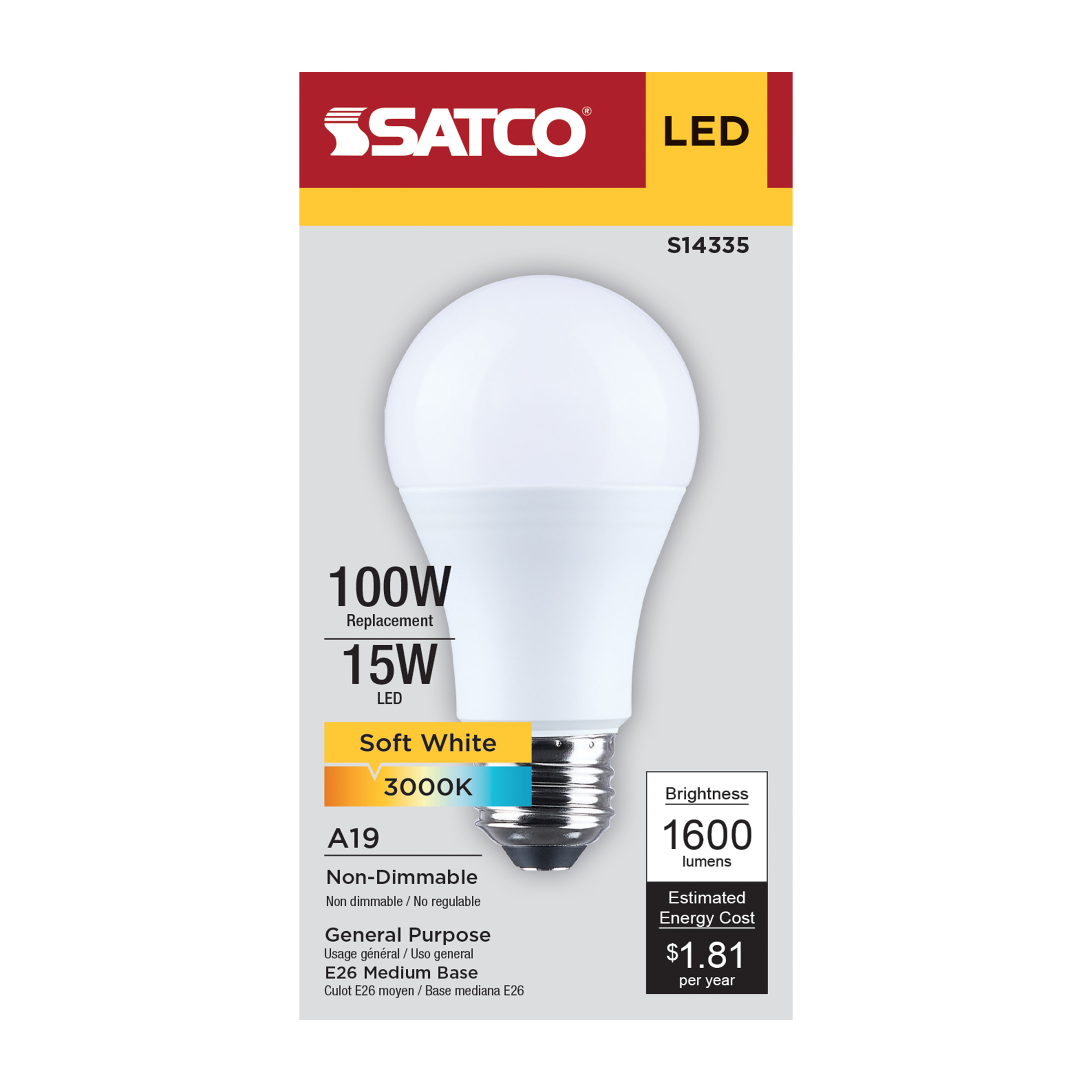 15A19L/830/E26/P/ND/1PK - S14335