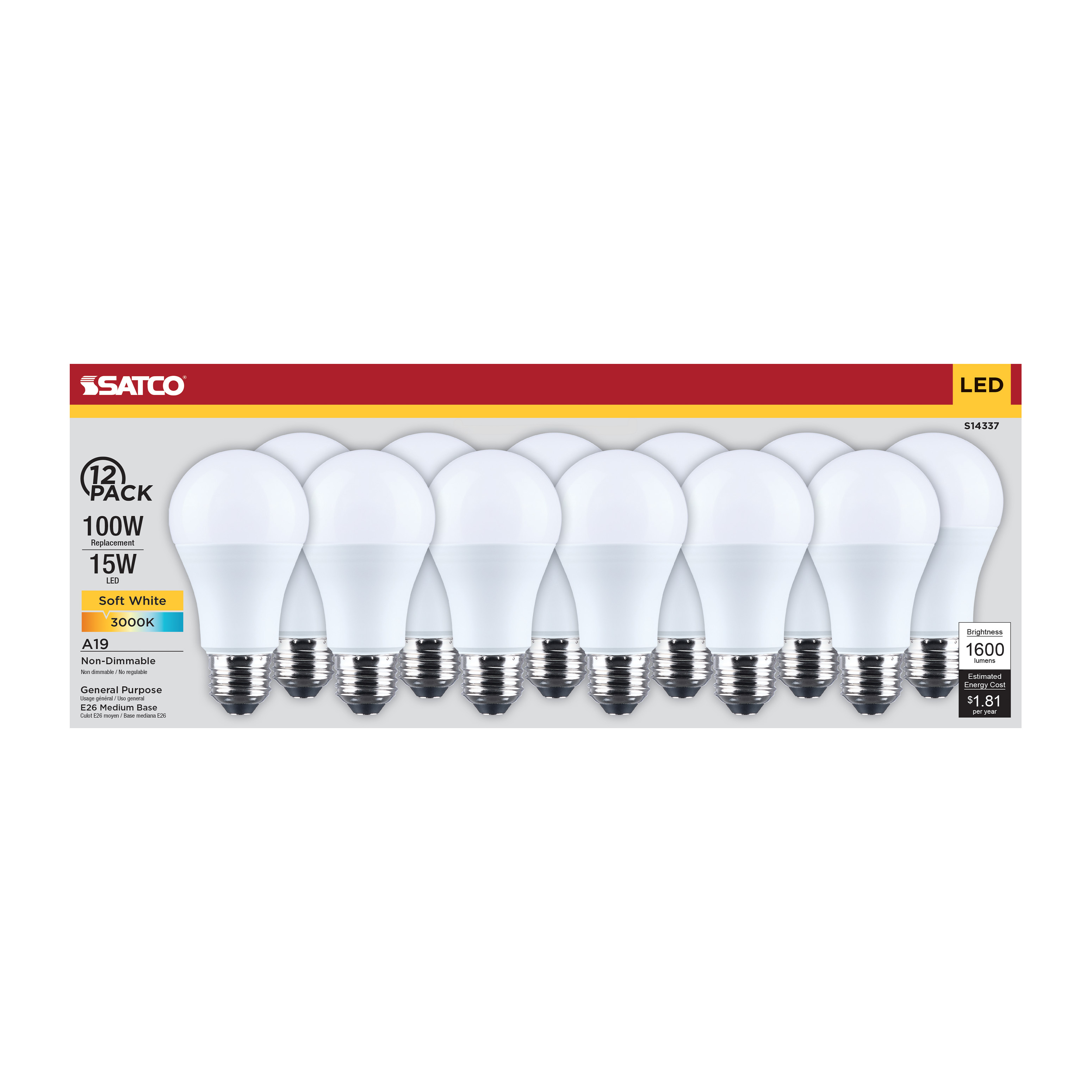 15A19L/830/E26/P/ND/12PK - S14337