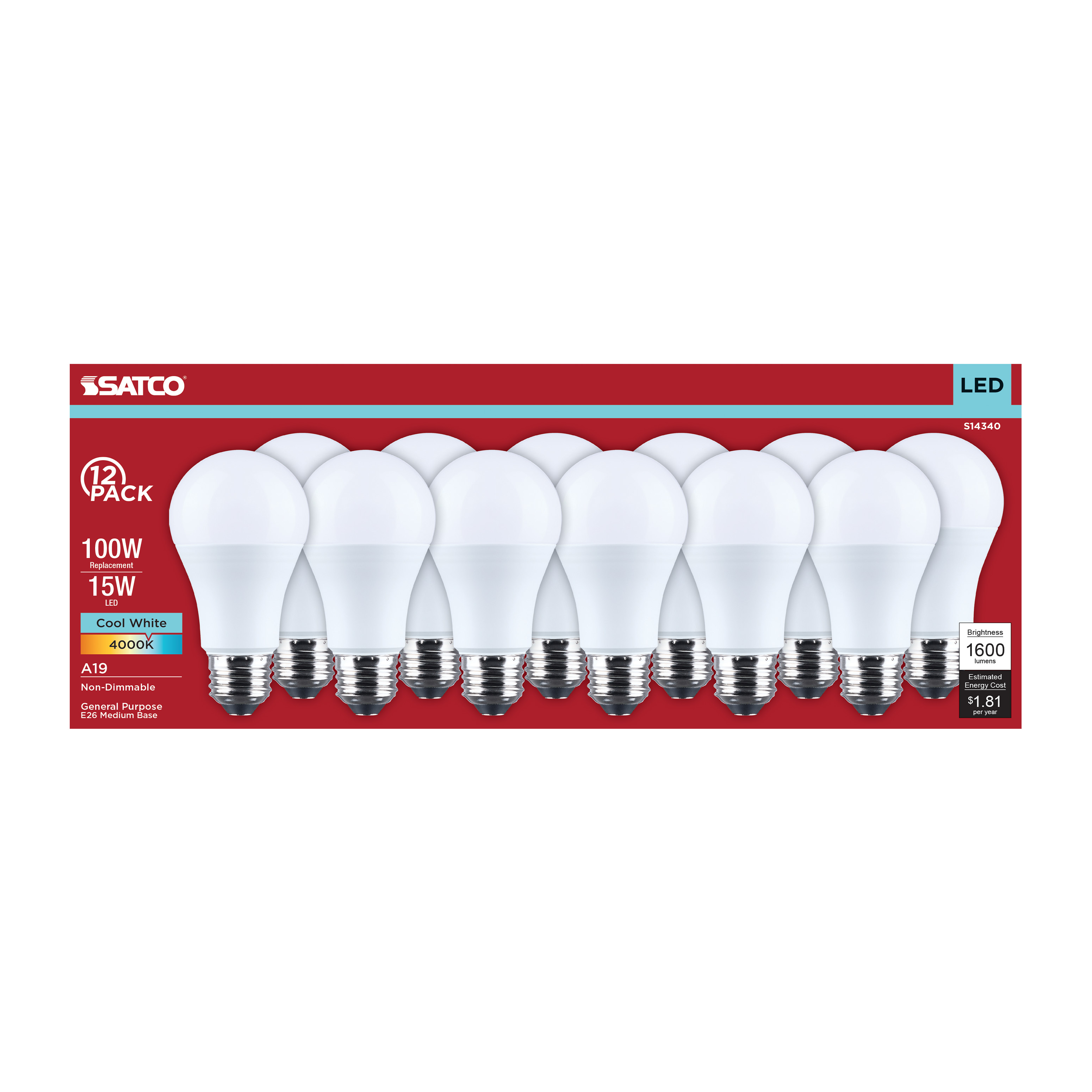 15A19L/840/E26/P/ND/12PK - S14340