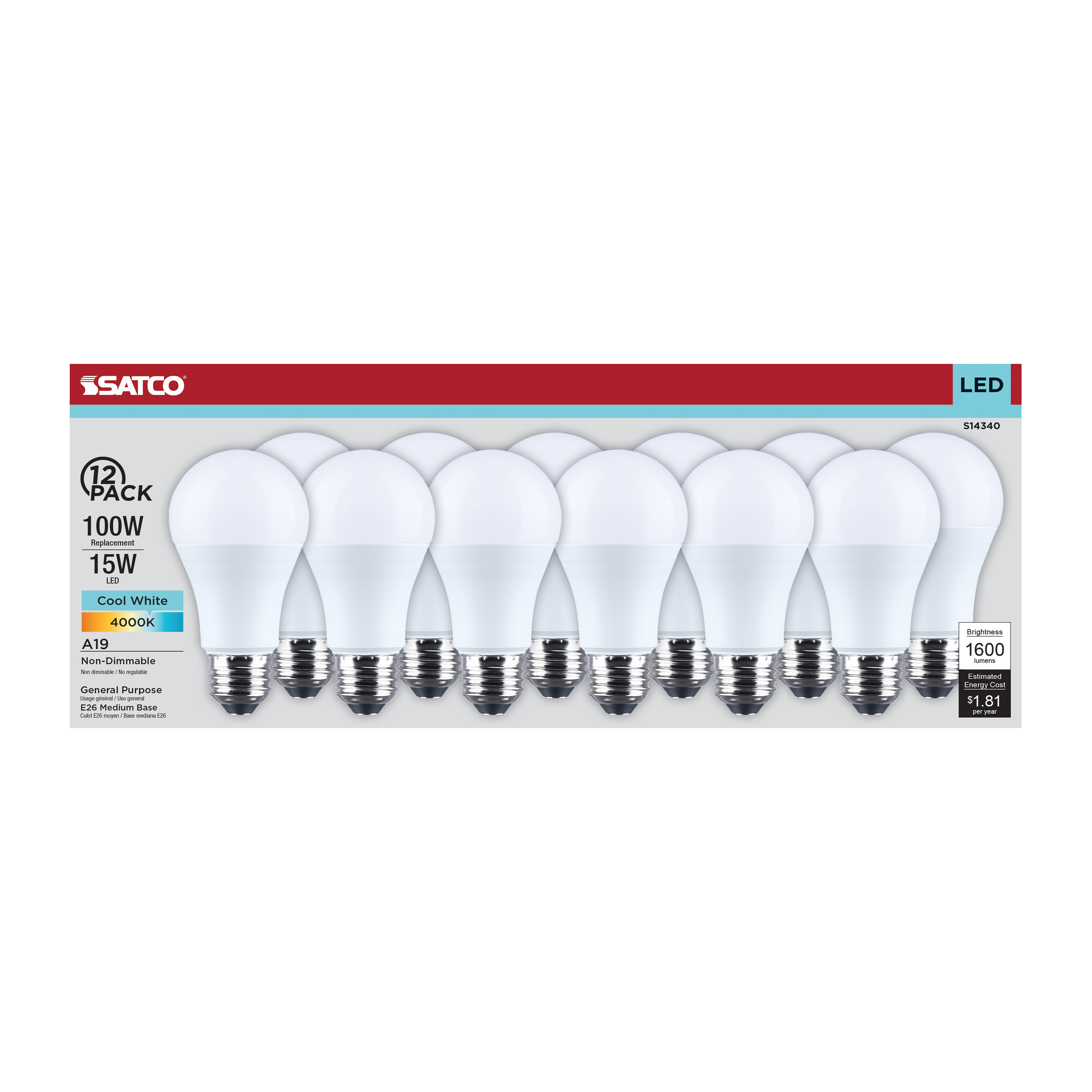15A19L/840/E26/P/ND/12PK - S14340