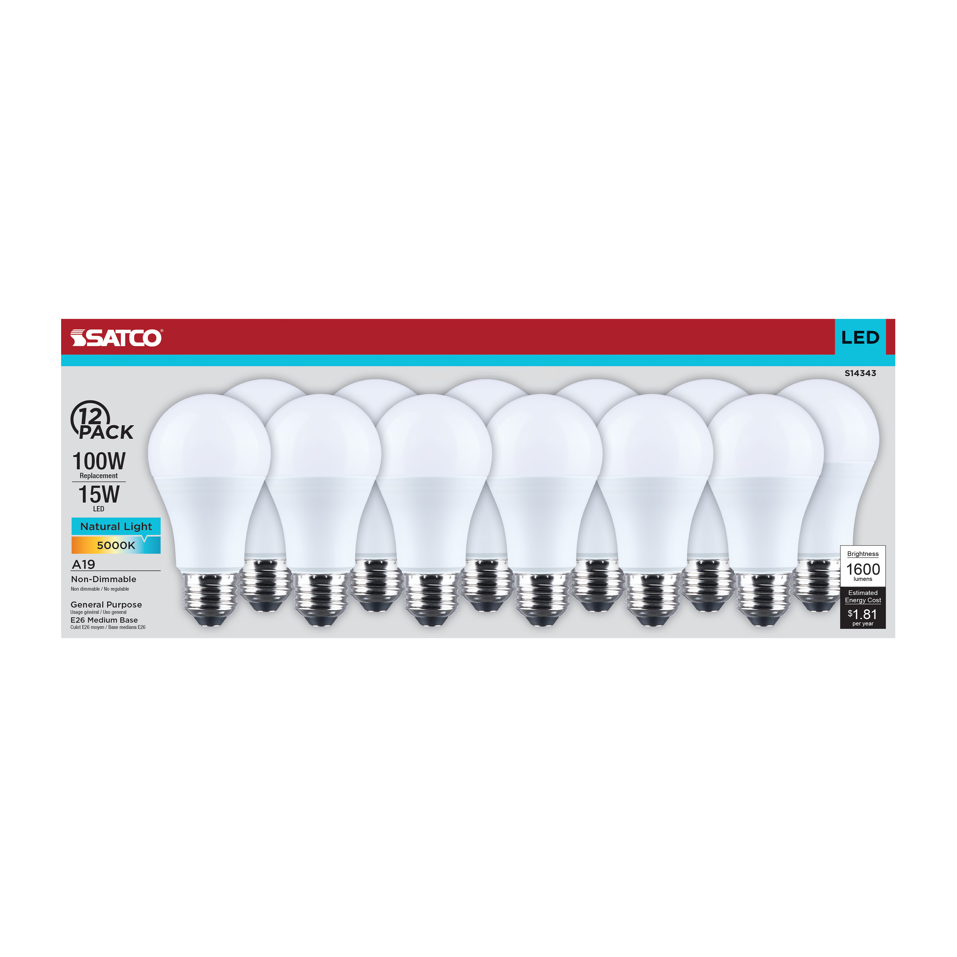 15A19L/850/E26/P/ND/12PK - S14343