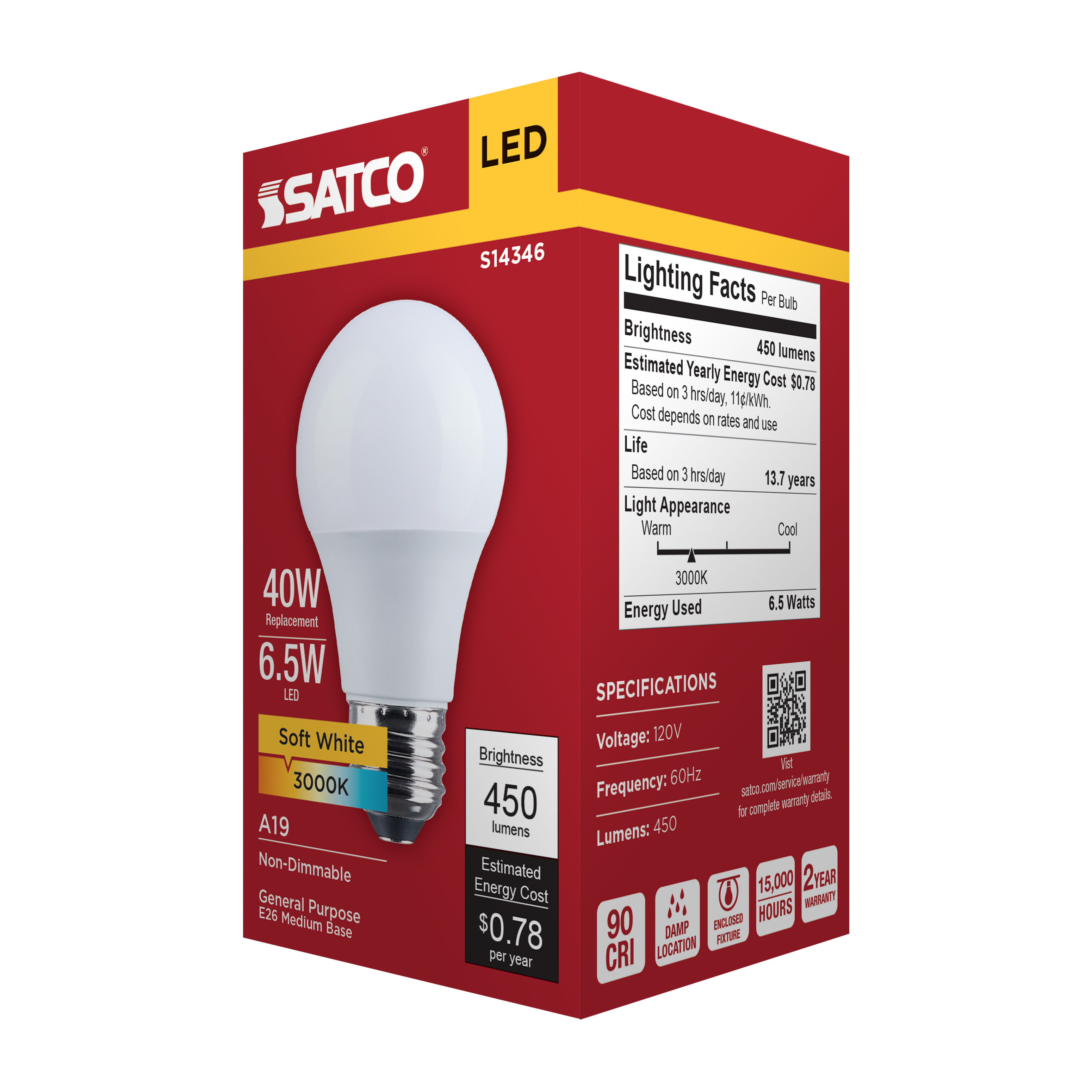 6.5A19L/930/E26/P/ND/1PK - S14346